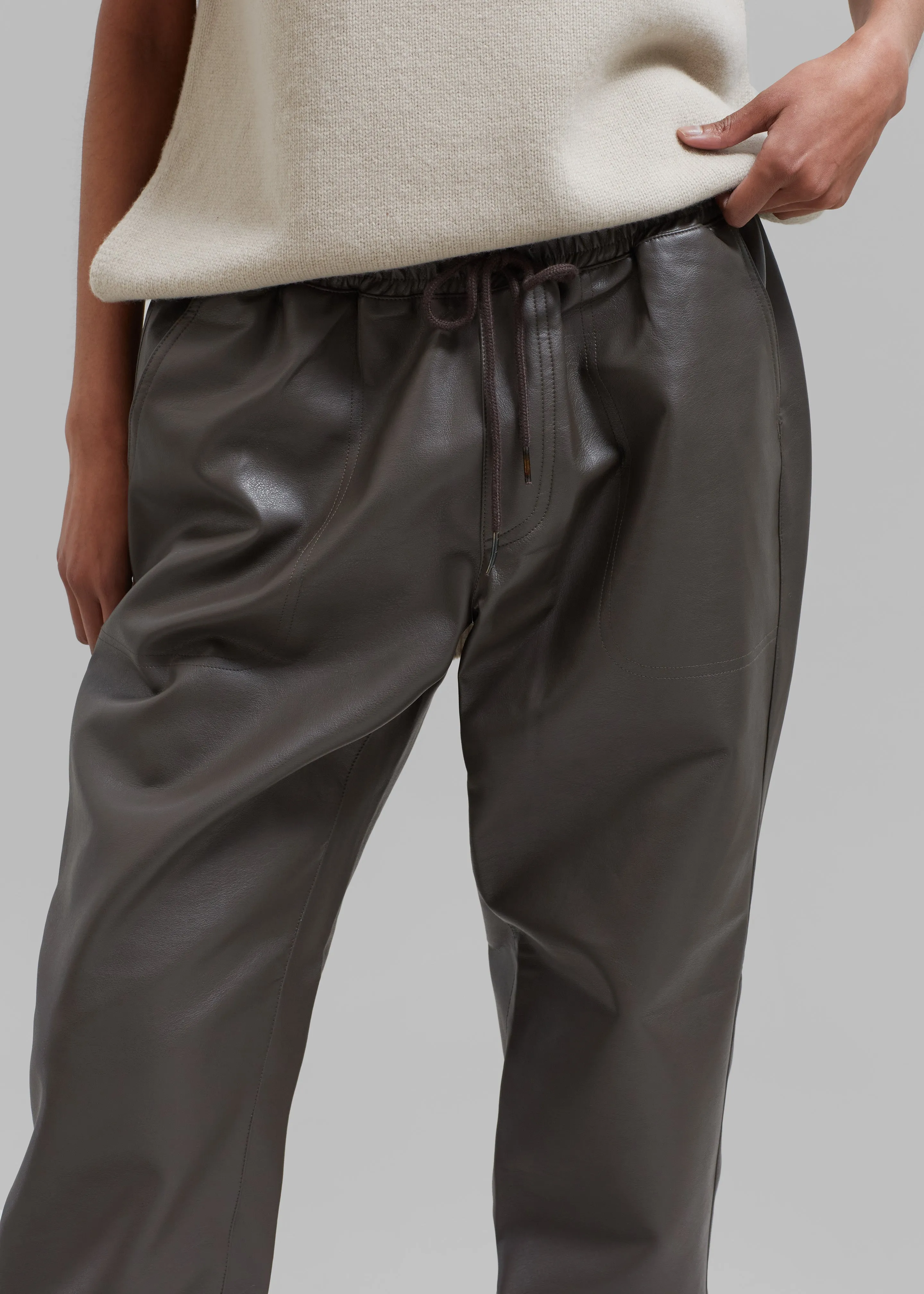 Brighton Faux Leather Joggers - Brown sold by Frankie Shop product image thumbnail 4