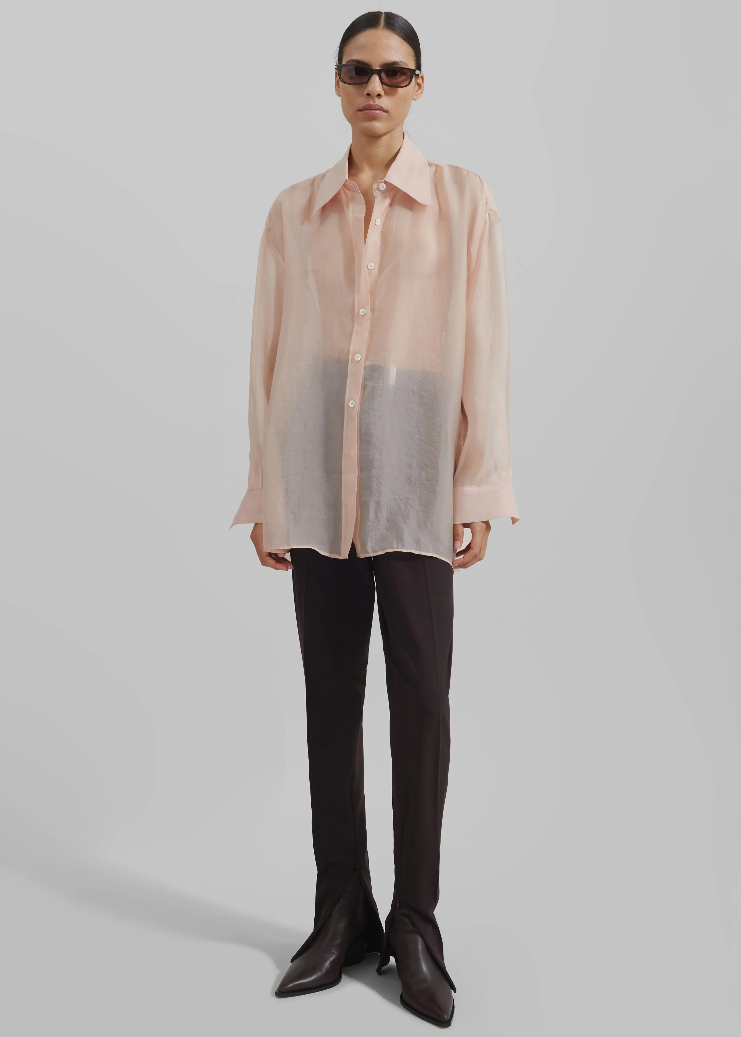 Nel Sheer Button Up Shirt - Pink sold by Frankie Shop product image thumbnail 5