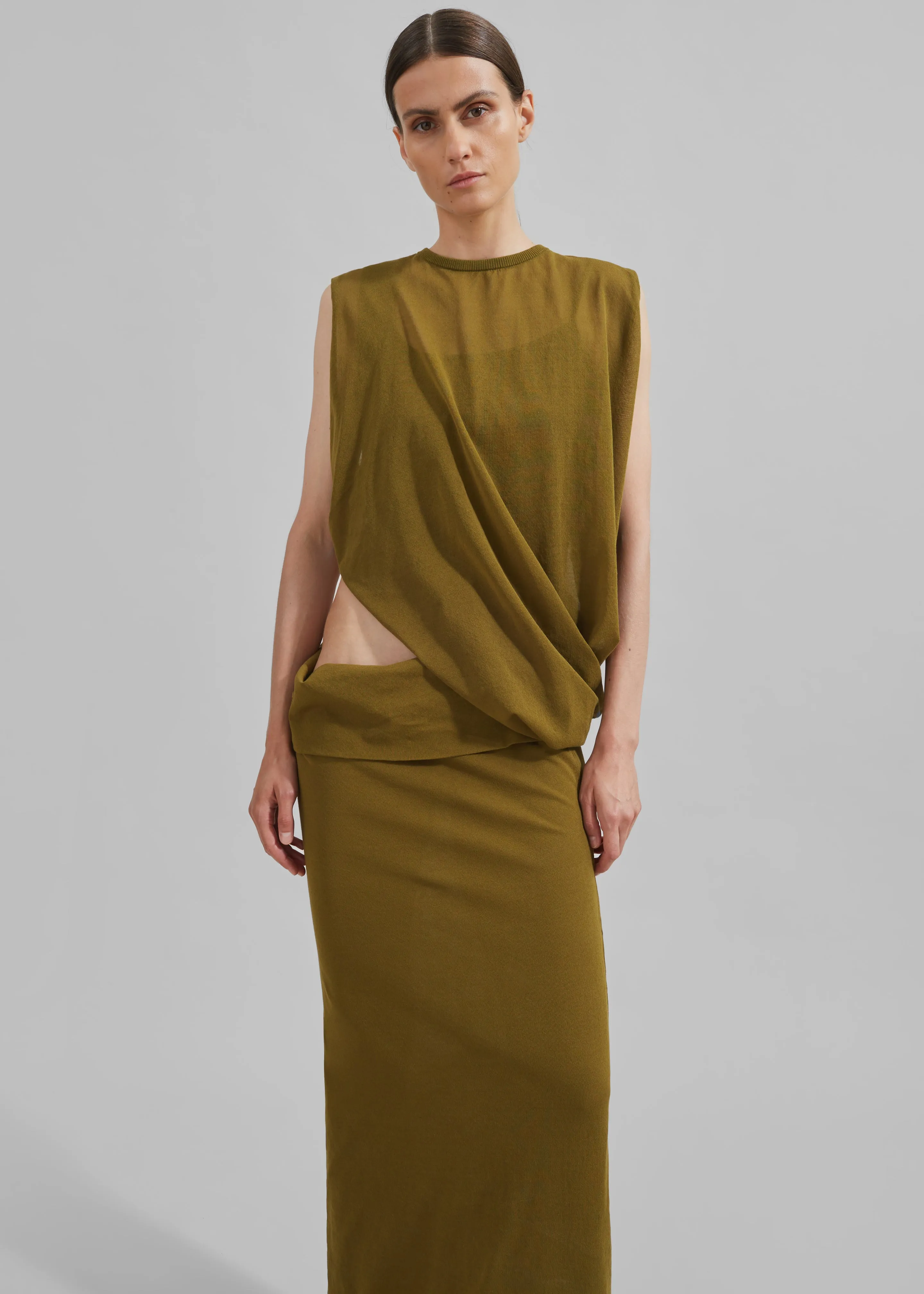 Christopher Esber Slide Drape Tee Dress - Olive sold by Frankie Shop product image thumbnail 5