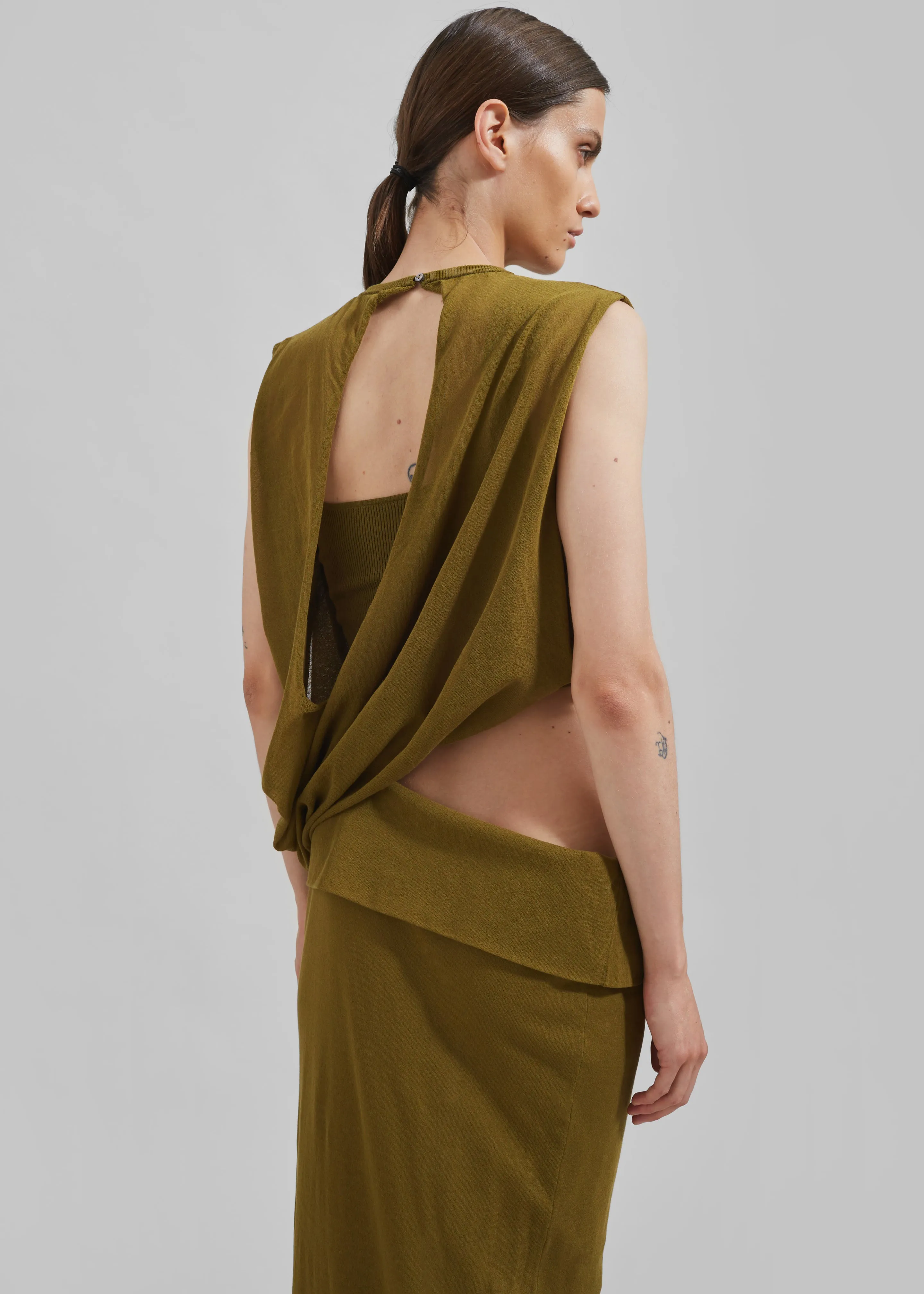 Christopher Esber Slide Drape Tee Dress - Olive sold by Frankie Shop product image thumbnail 2