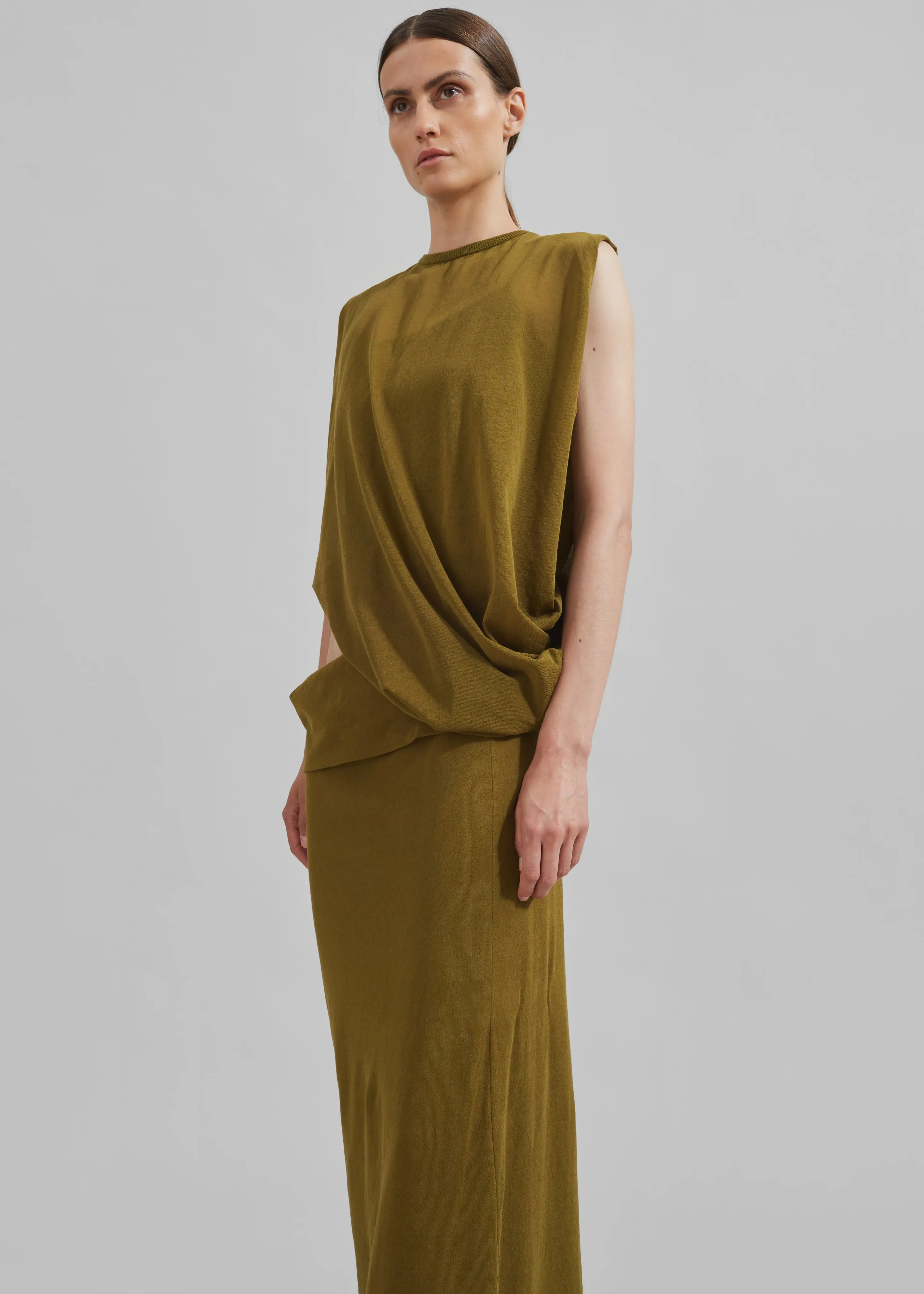 Christopher Esber Slide Drape Tee Dress - Olive sold by Frankie Shop product image thumbnail 4