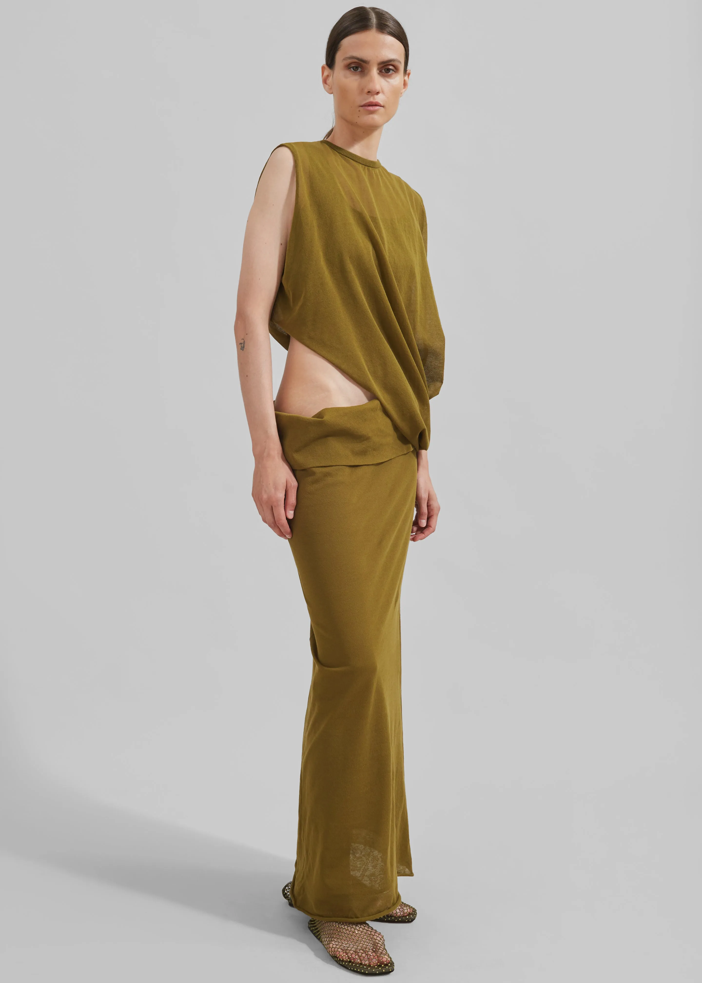 Christopher Esber Slide Drape Tee Dress - Olive sold by Frankie Shop product image thumbnail 3