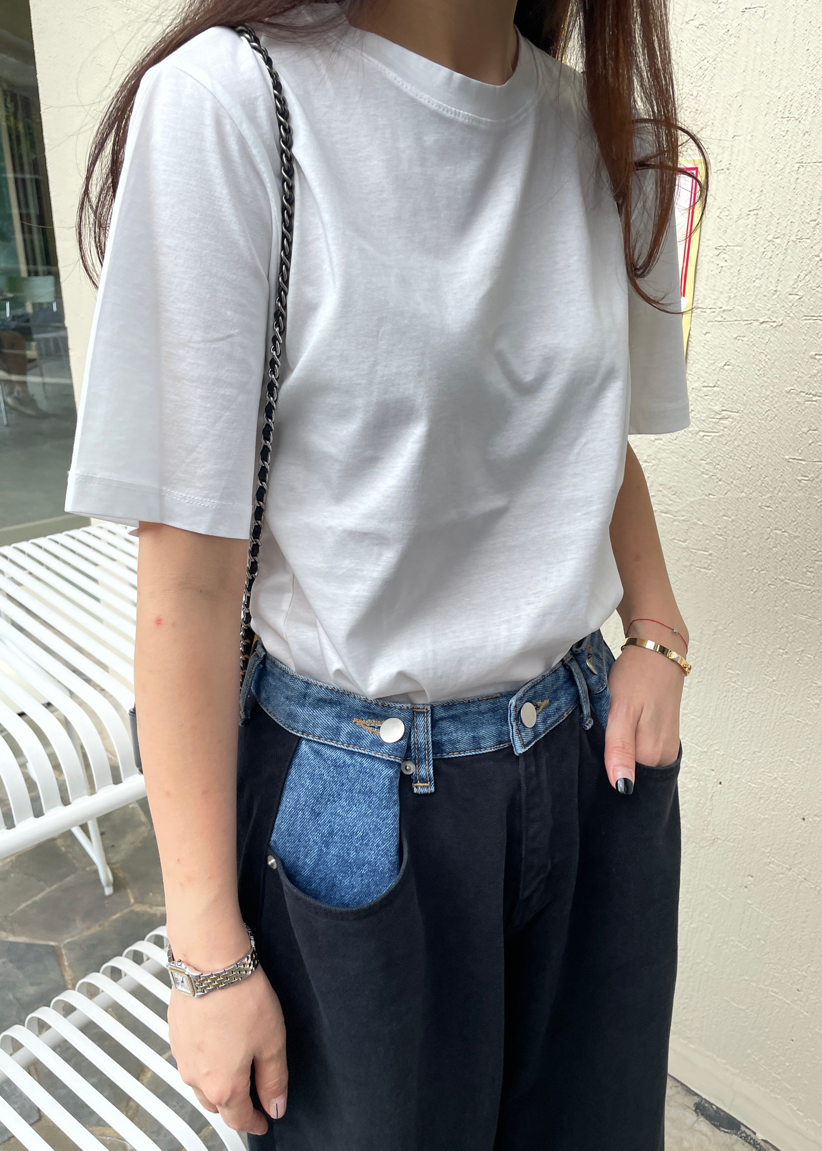 Hayla Contrast Denim Pants - Black sold by Frankie Shop product image thumbnail 5