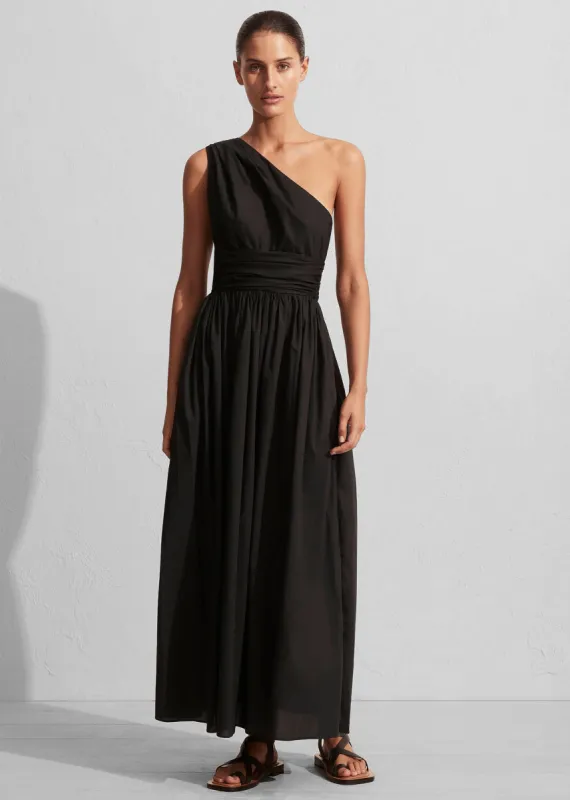 Matteau Gathered One Shoulder Dress - Black made by Frankie Shop