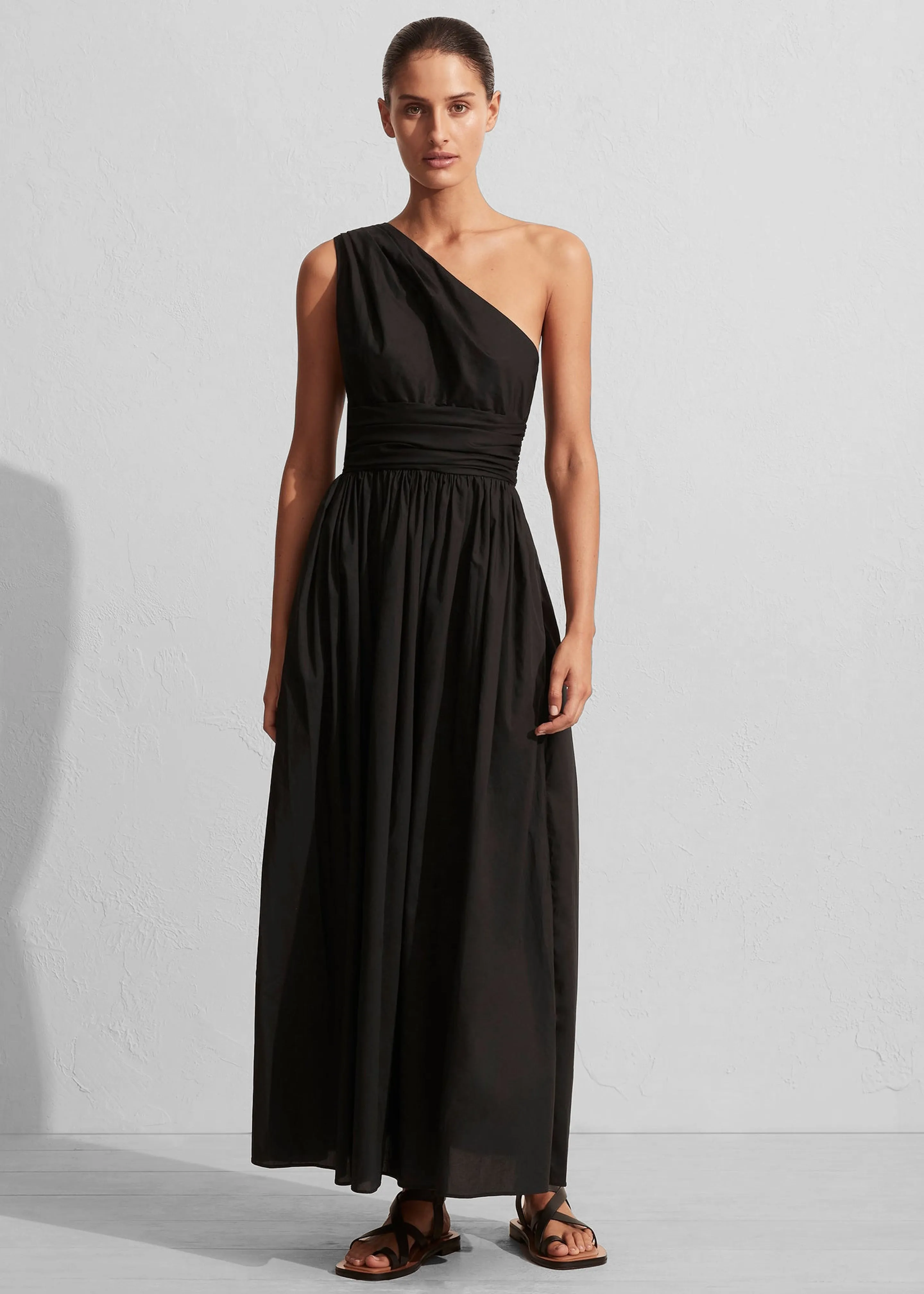 open lace back dress Baltic Born Womens Tatiana Velvet One Shoulder Maxi Dress | Black main image 0