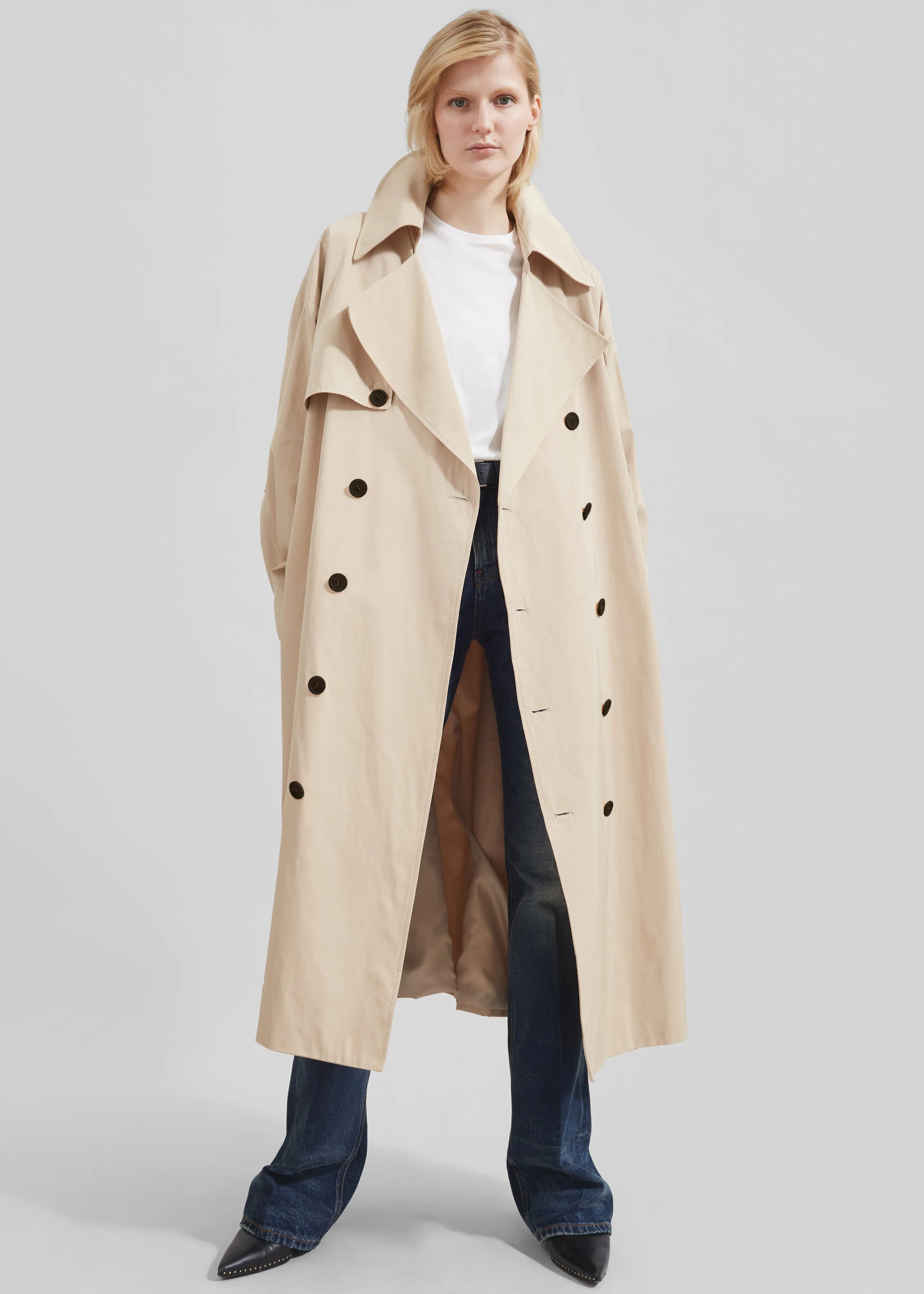 Mavis Oversized Trench - Light Beige sold by Frankie Shop product image thumbnail 5