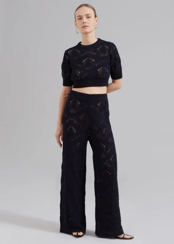 Loulou Studio Alma Crochet Pants - Black sold by Frankie Shop