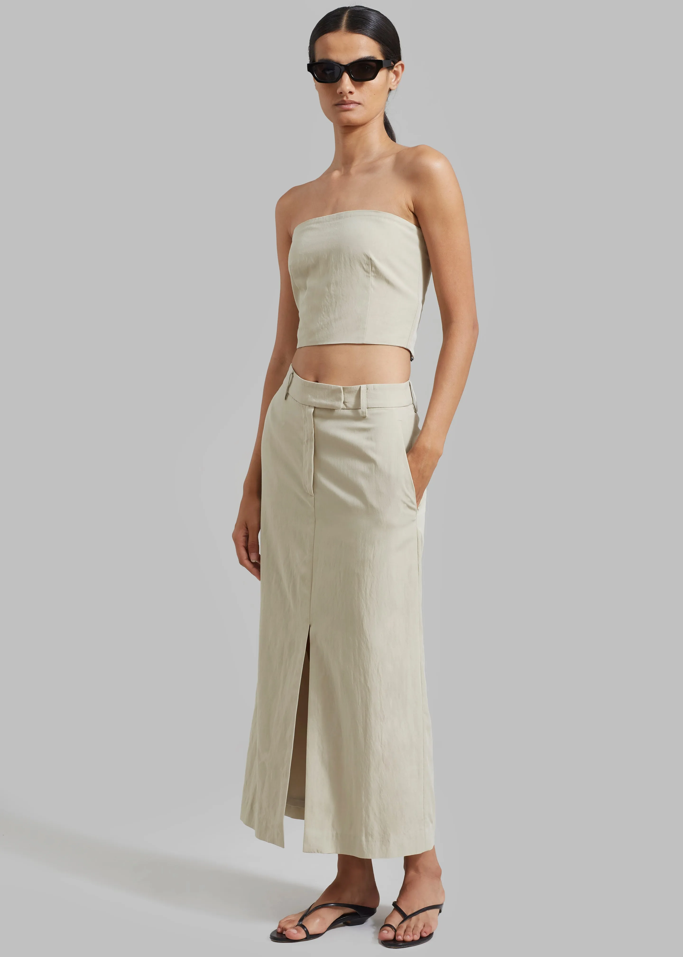 Anastasia Slit Midi Skirt - Sage sold by Frankie Shop