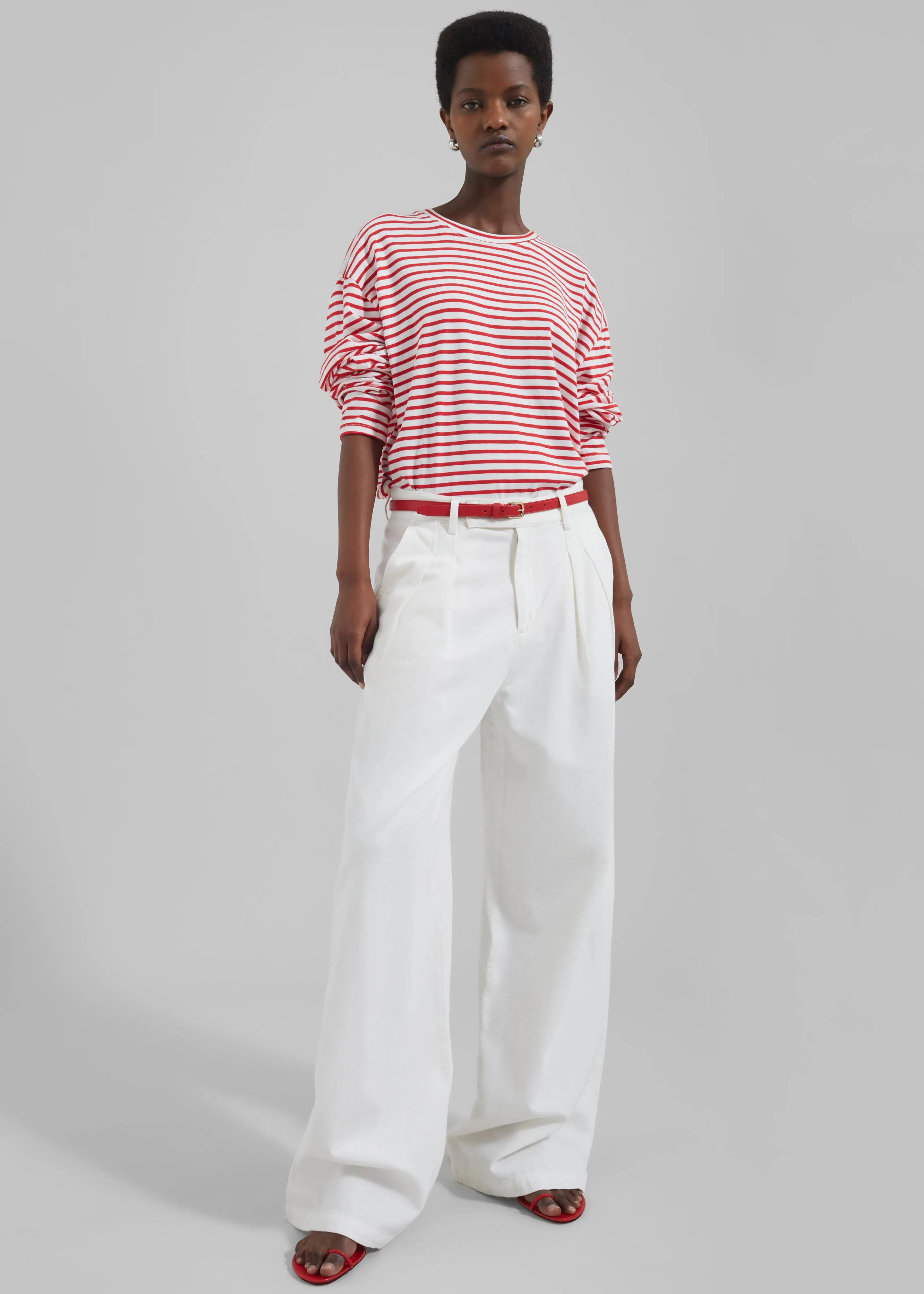 Nolan Pleated Denim Trousers - White sold by Frankie Shop