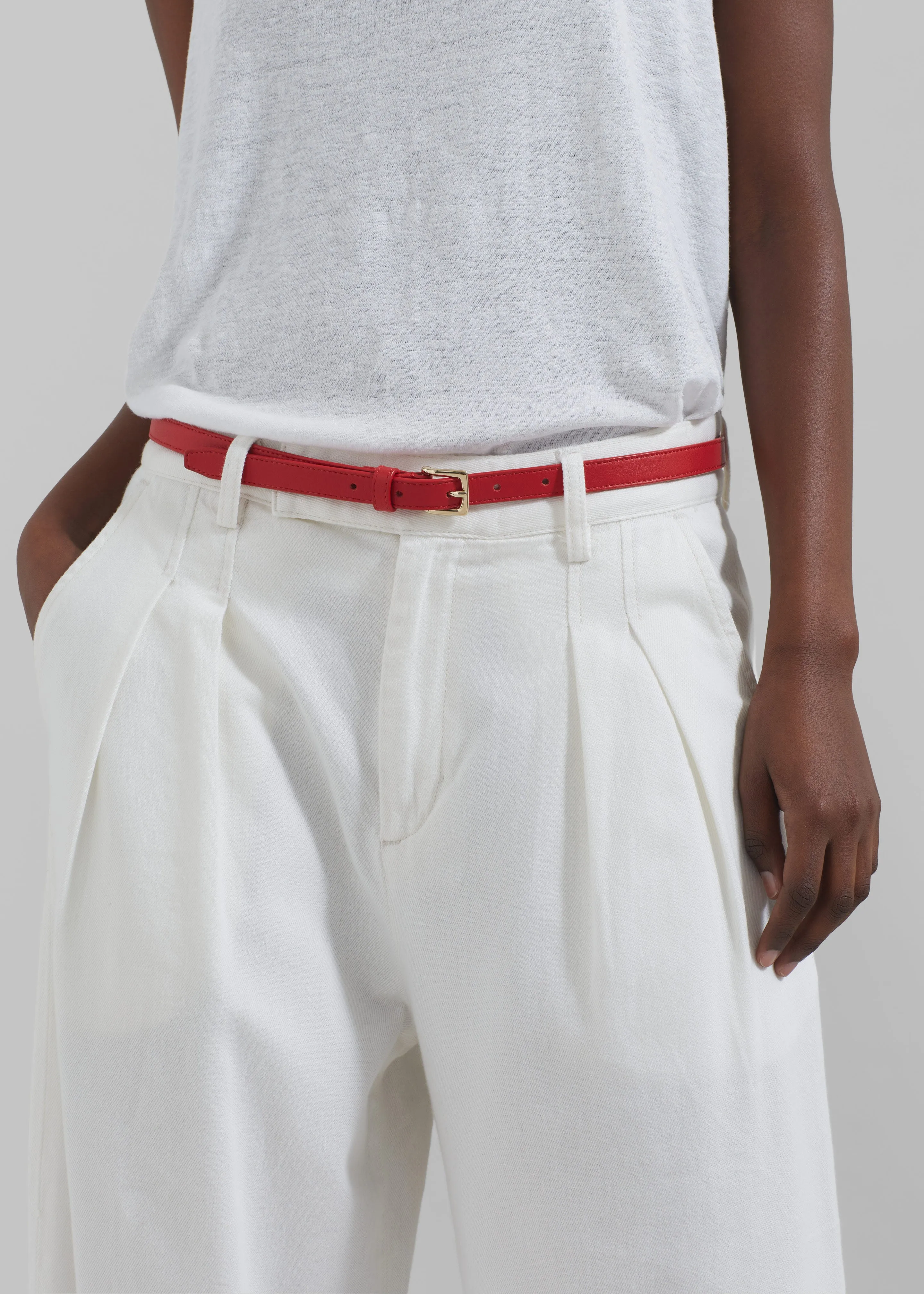 Nolan Pleated Denim Trousers - White sold by Frankie Shop product image thumbnail 3