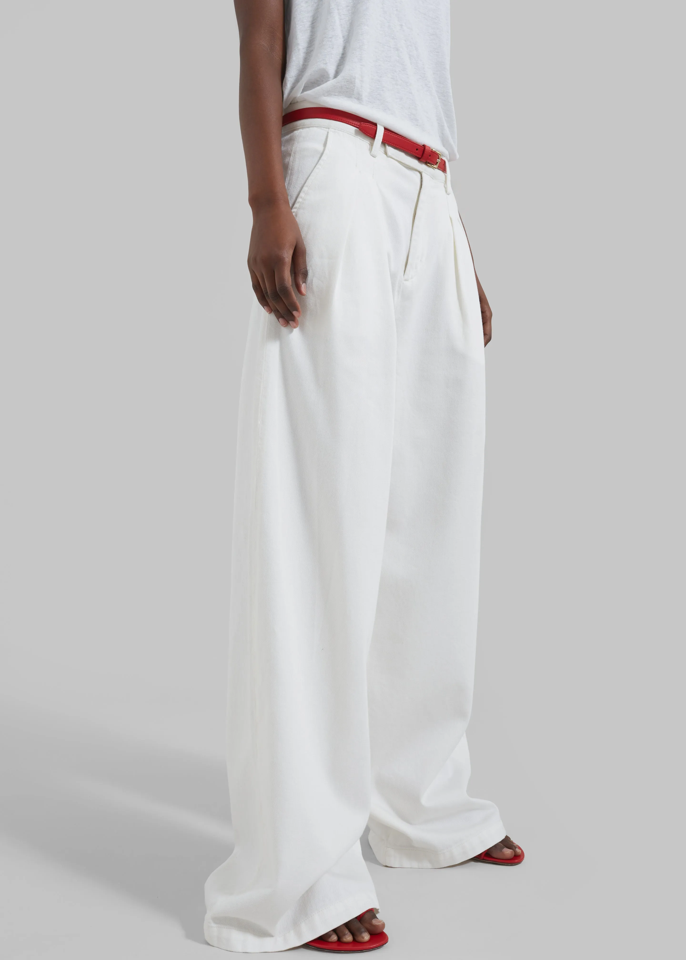 Nolan Pleated Denim Trousers - White sold by Frankie Shop product image thumbnail 4