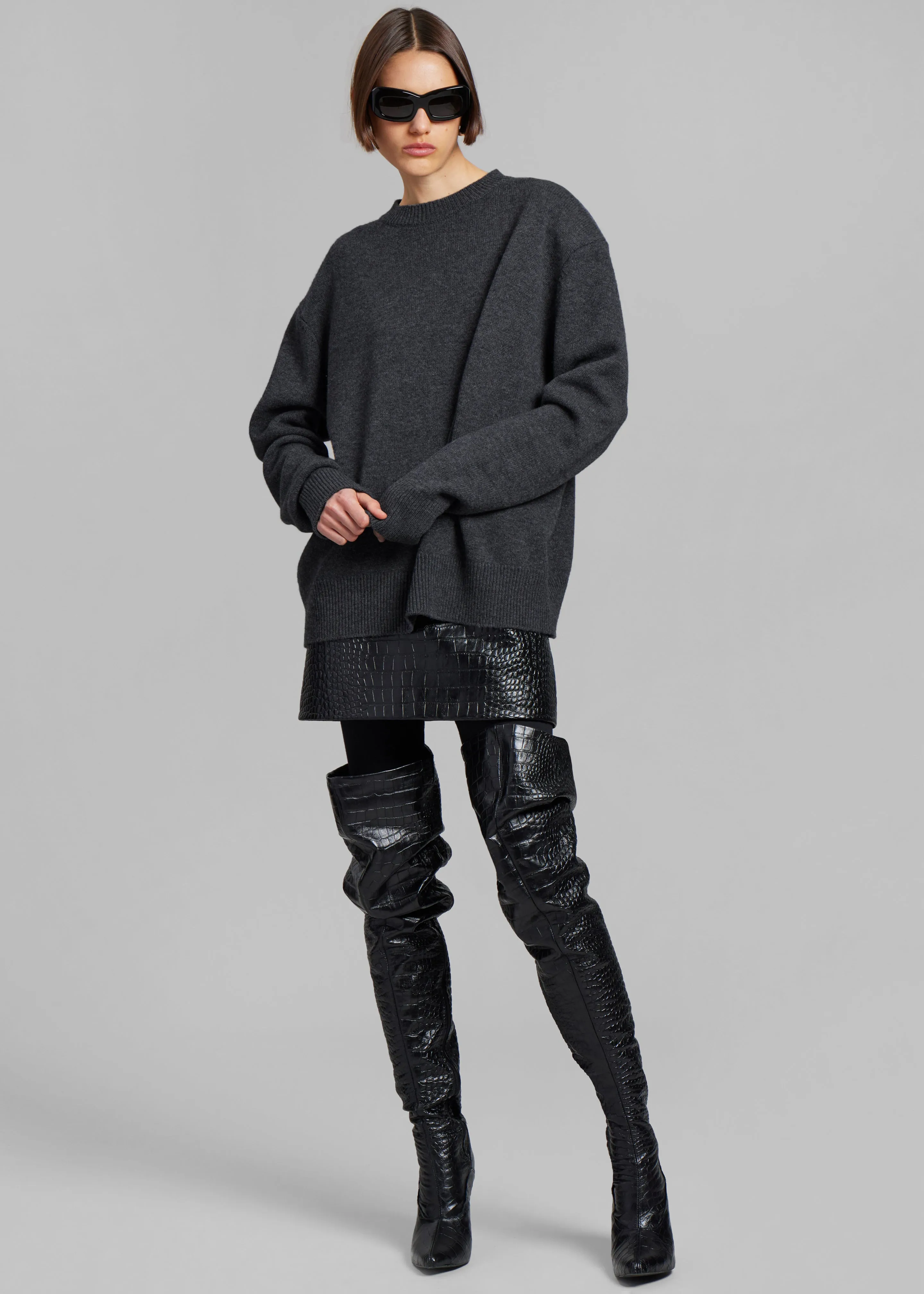 Rafaela Padded Knit Sweater - Dark Grey Melange sold by Frankie Shop product image thumbnail 5