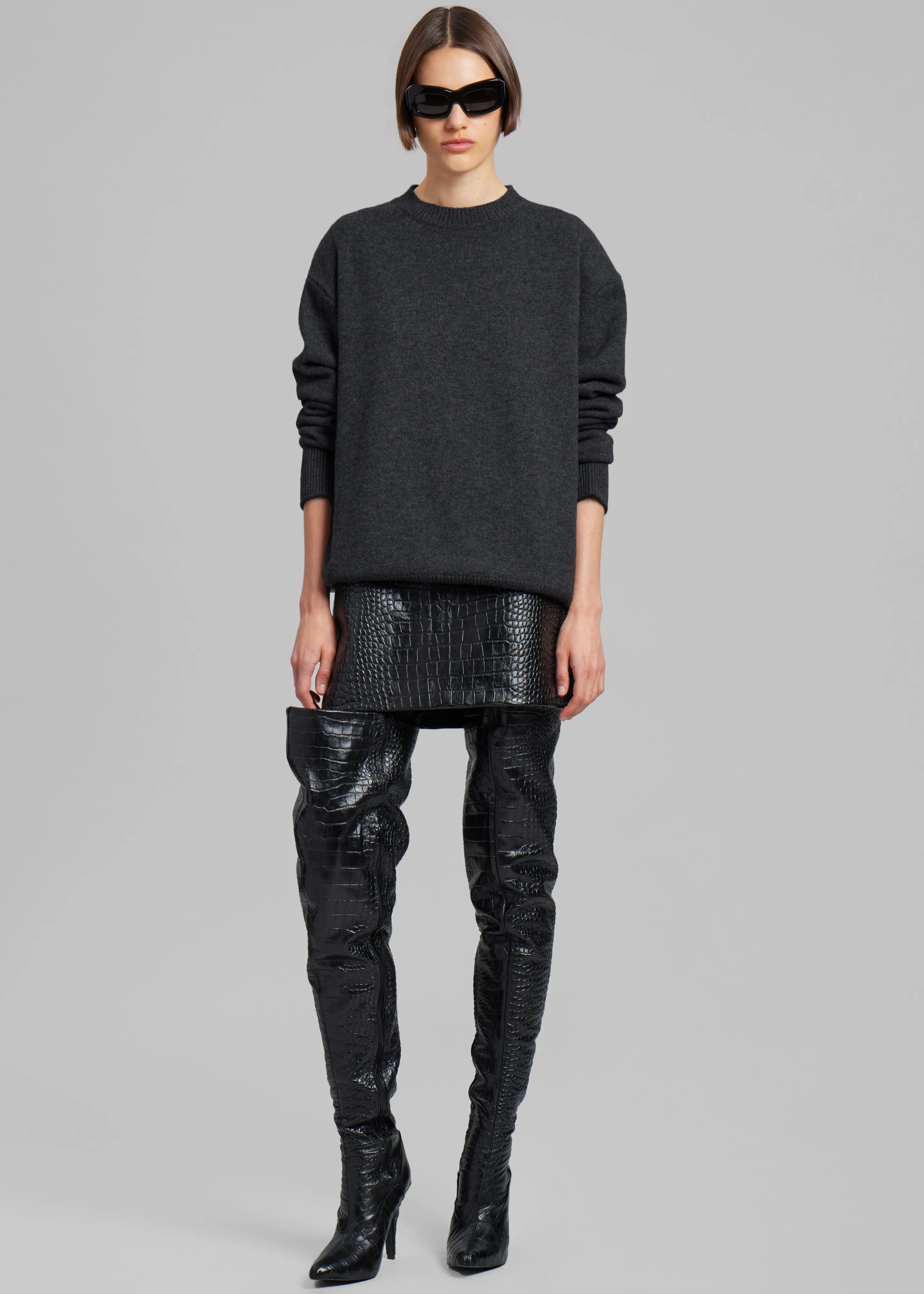 Rafaela Padded Knit Sweater - Dark Grey Melange sold by Frankie Shop product image thumbnail 2