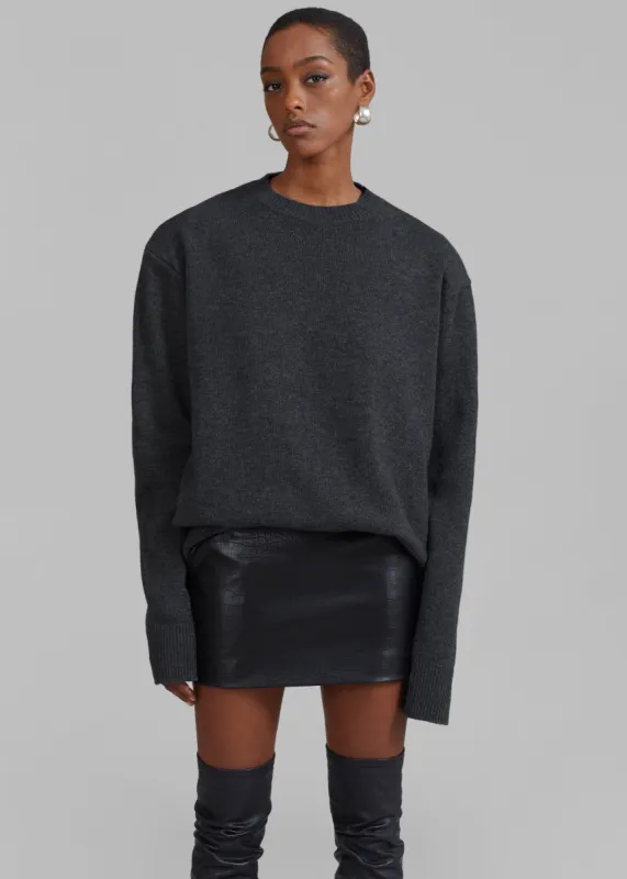Rafaela Padded Knit Sweater - Dark Grey Melange sold by Frankie Shop