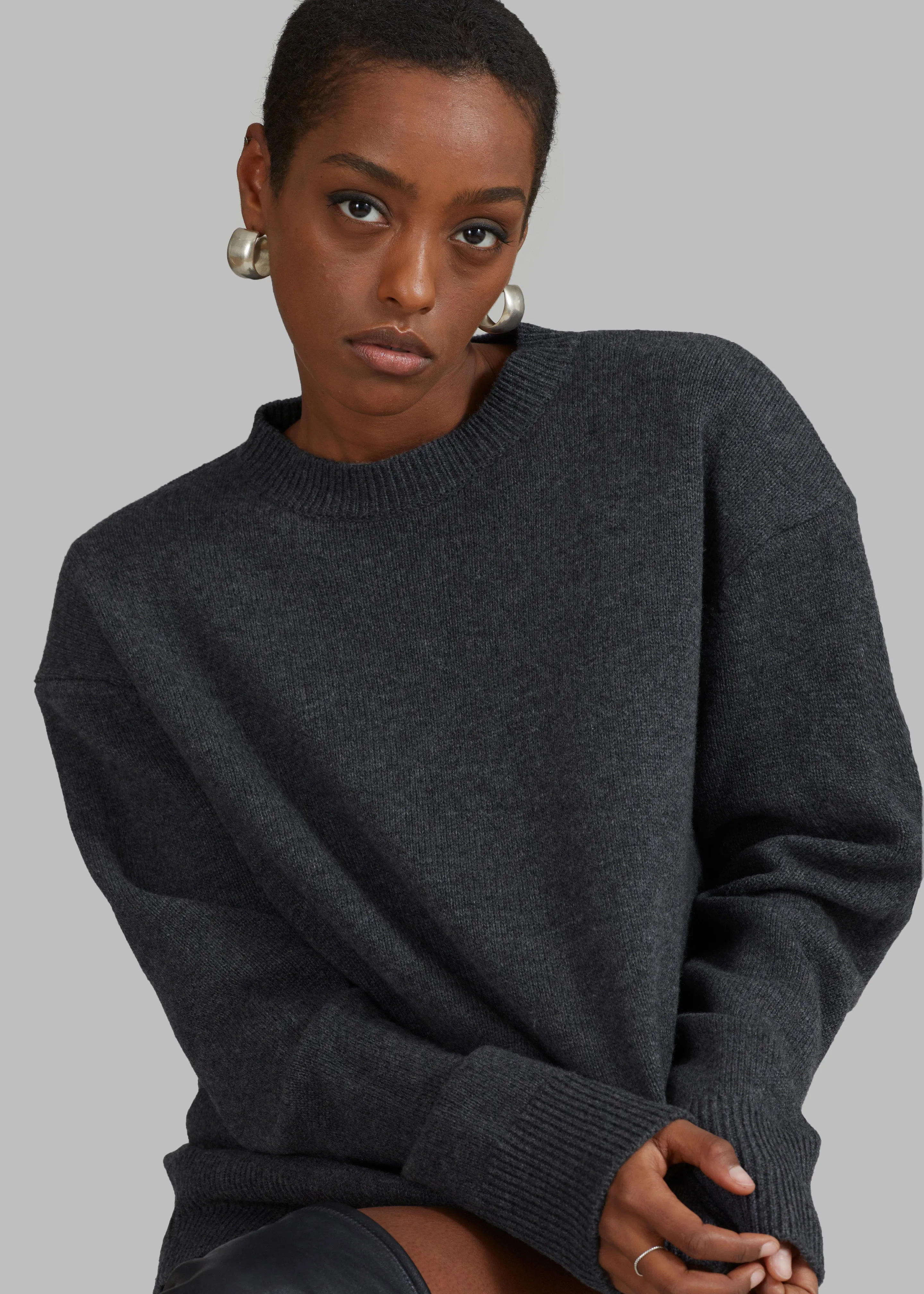 Rafaela Padded Knit Sweater - Dark Grey Melange sold by Frankie Shop product image thumbnail 4