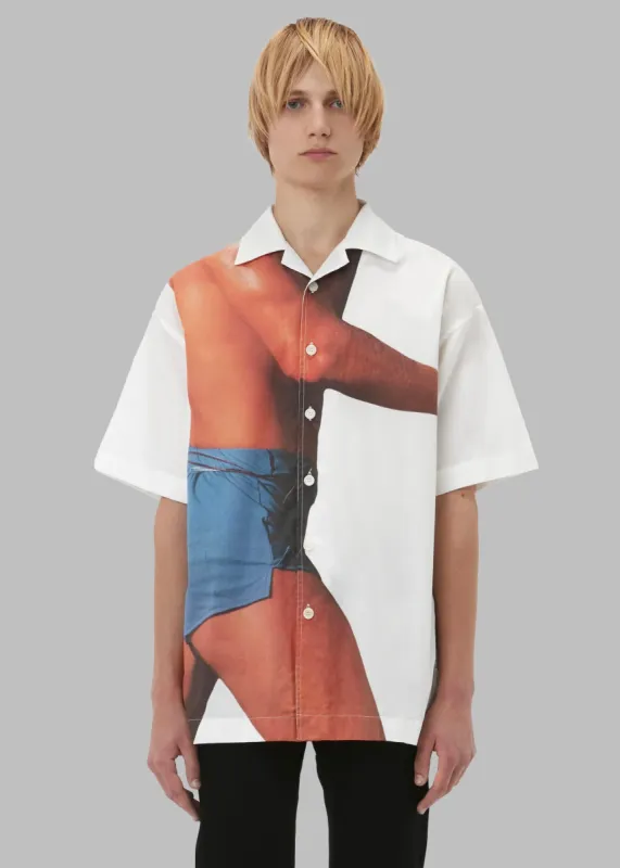 JW Anderson Profile Stud Printed Short Sleeve Shirt - White/Multi sold by Frankie Shop