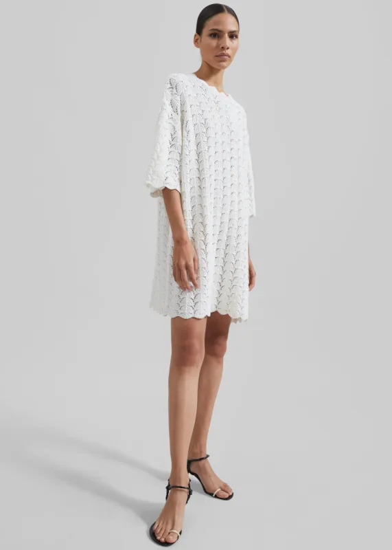 Loulou Studio Doni Crochet Dress - Ivory sold by Frankie Shop