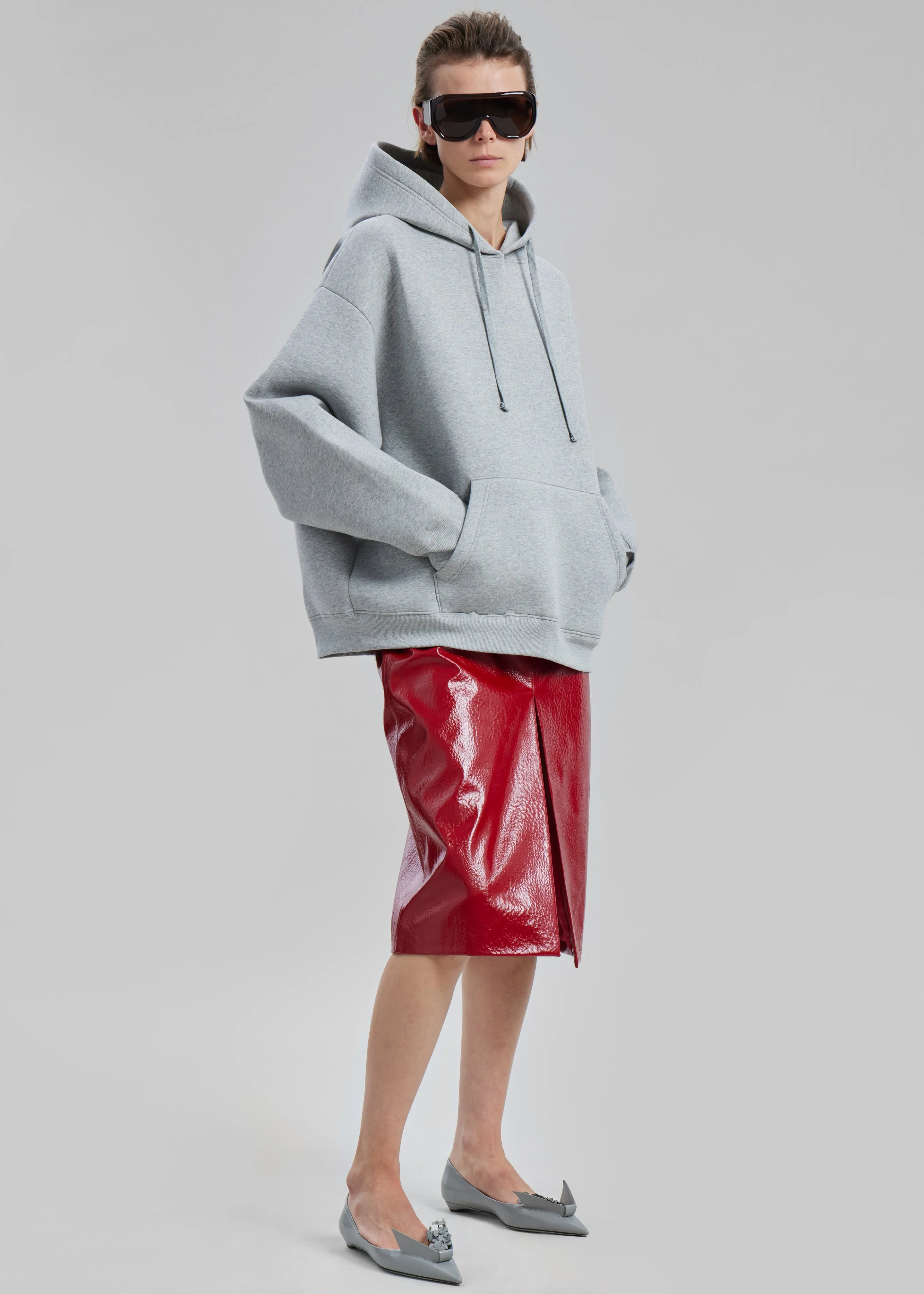 Britt Crackled Faux Leather Midi Skirt - Red sold by Frankie Shop product image thumbnail 3