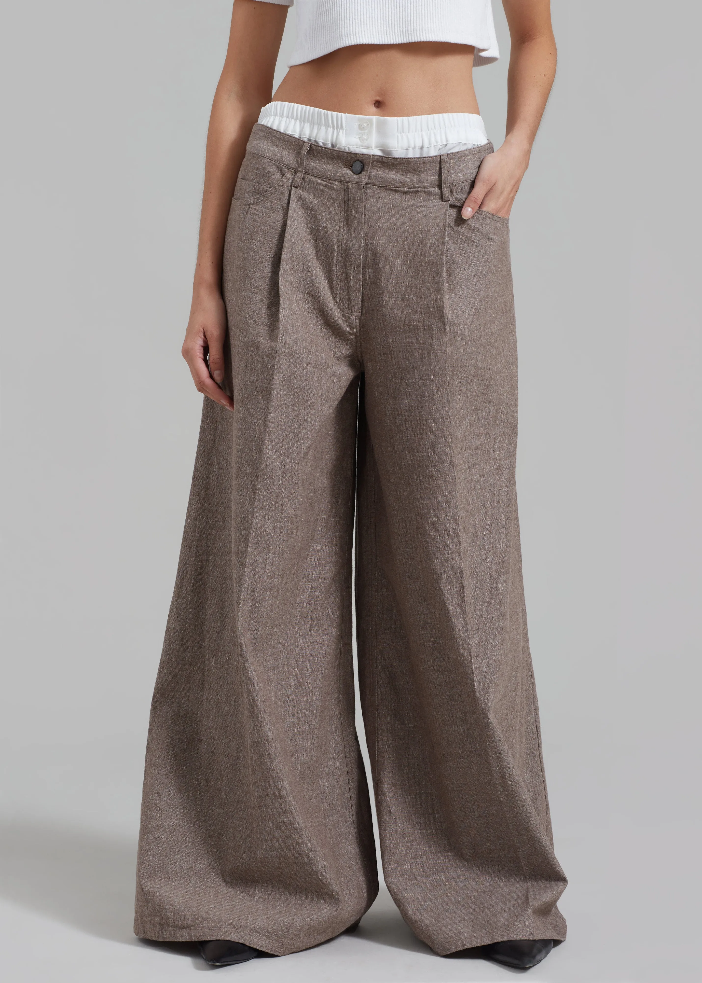 REMAIN Textured Wide Pants - Deep Taupe sold by Frankie Shop product image thumbnail 4