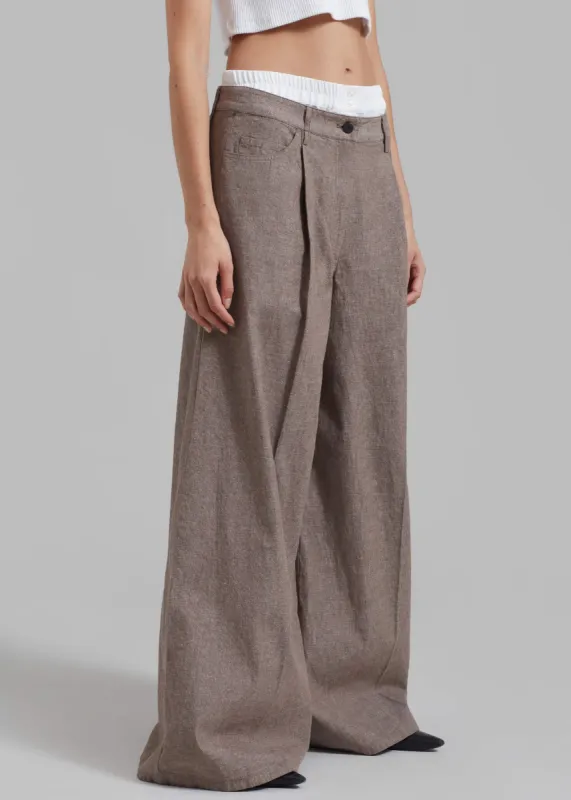 REMAIN Textured Wide Pants - Deep Taupe made by Frankie Shop