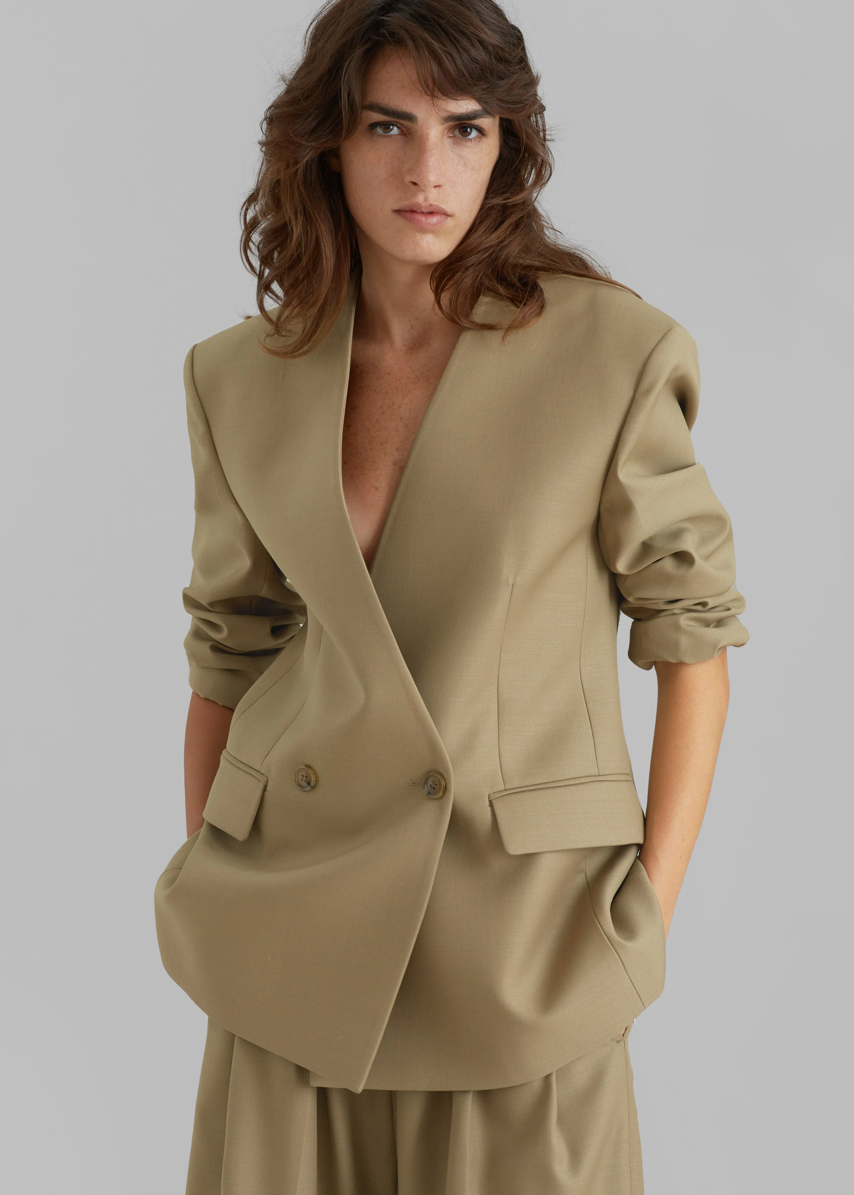 Lyxe Collarless Blazer - Taupe sold by Frankie Shop product image thumbnail 3