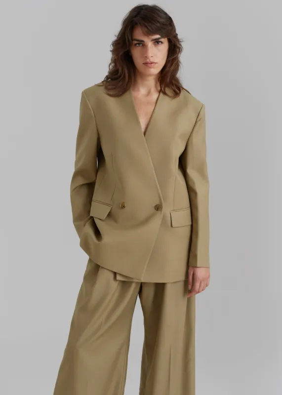 Lyxe Collarless Blazer - Taupe sold by Frankie Shop