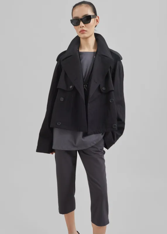 Mads Cropped Trench - Black sold by Frankie Shop