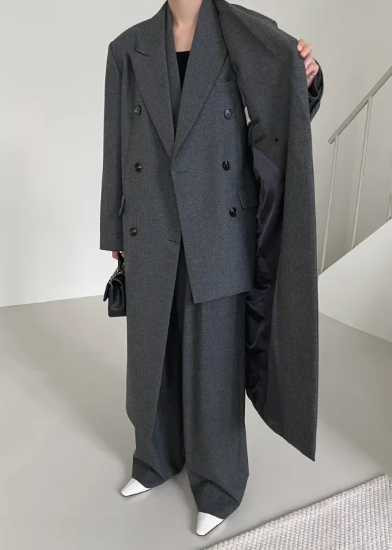 Vance Double Breasted Blazer - Charcoal made by Frankie Shop