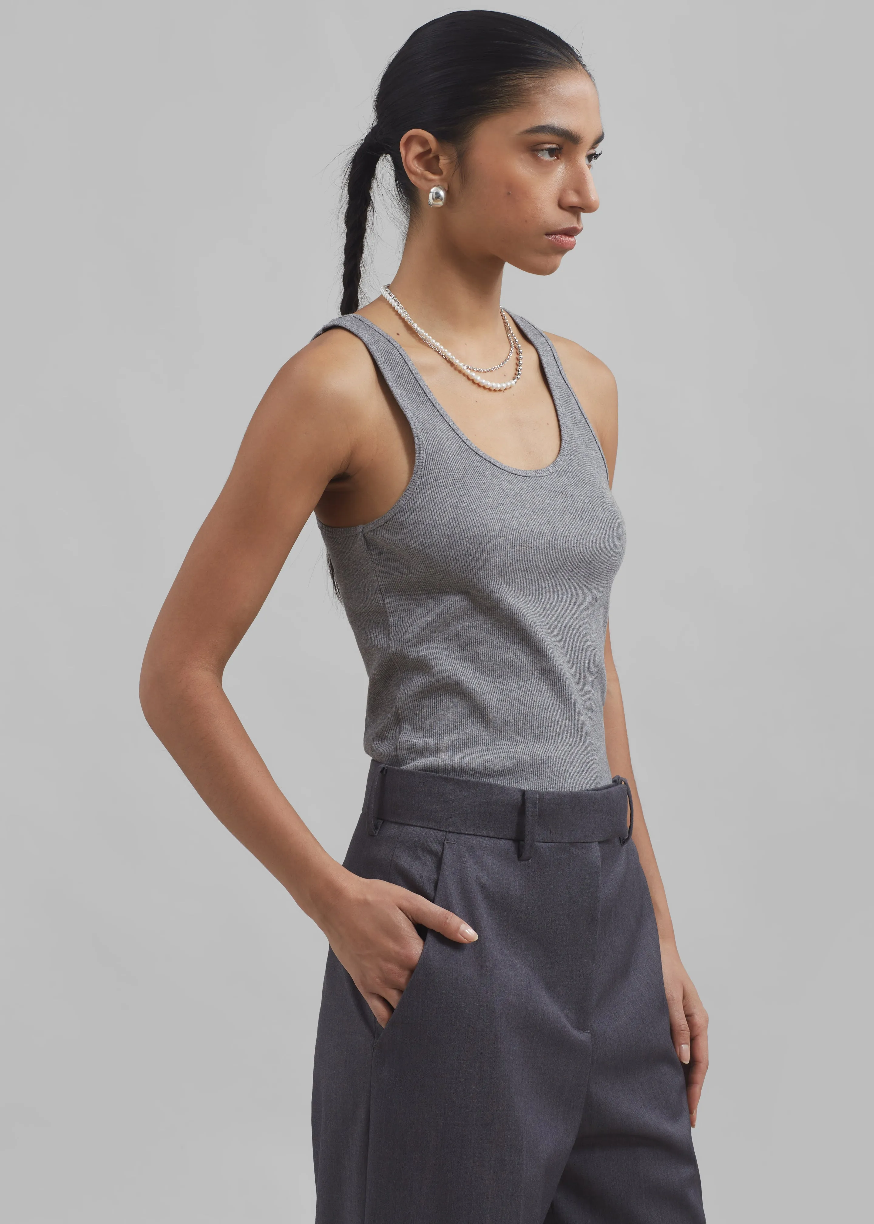 By Malene Birger Anisa Tank Top - Grey Melange sold by Frankie Shop