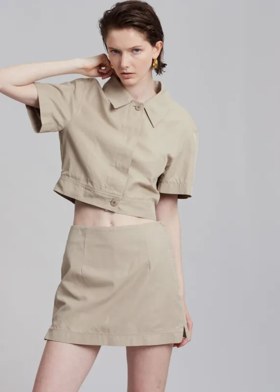 Zoey Cropped Shirt Jacket - Beige sold by Frankie Shop