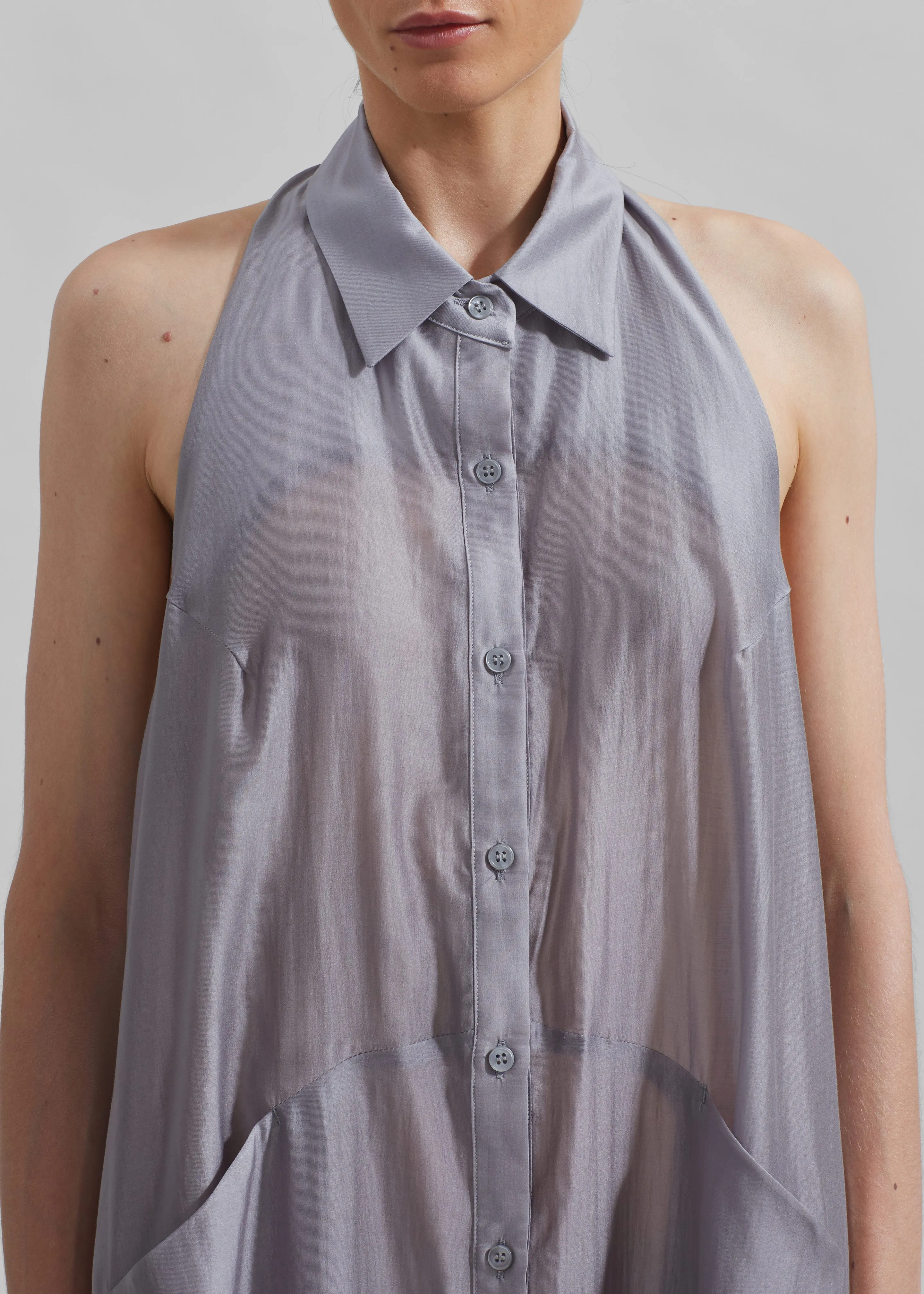 Temi Sheer Halter Dress - Grey sold by Frankie Shop product image thumbnail 4