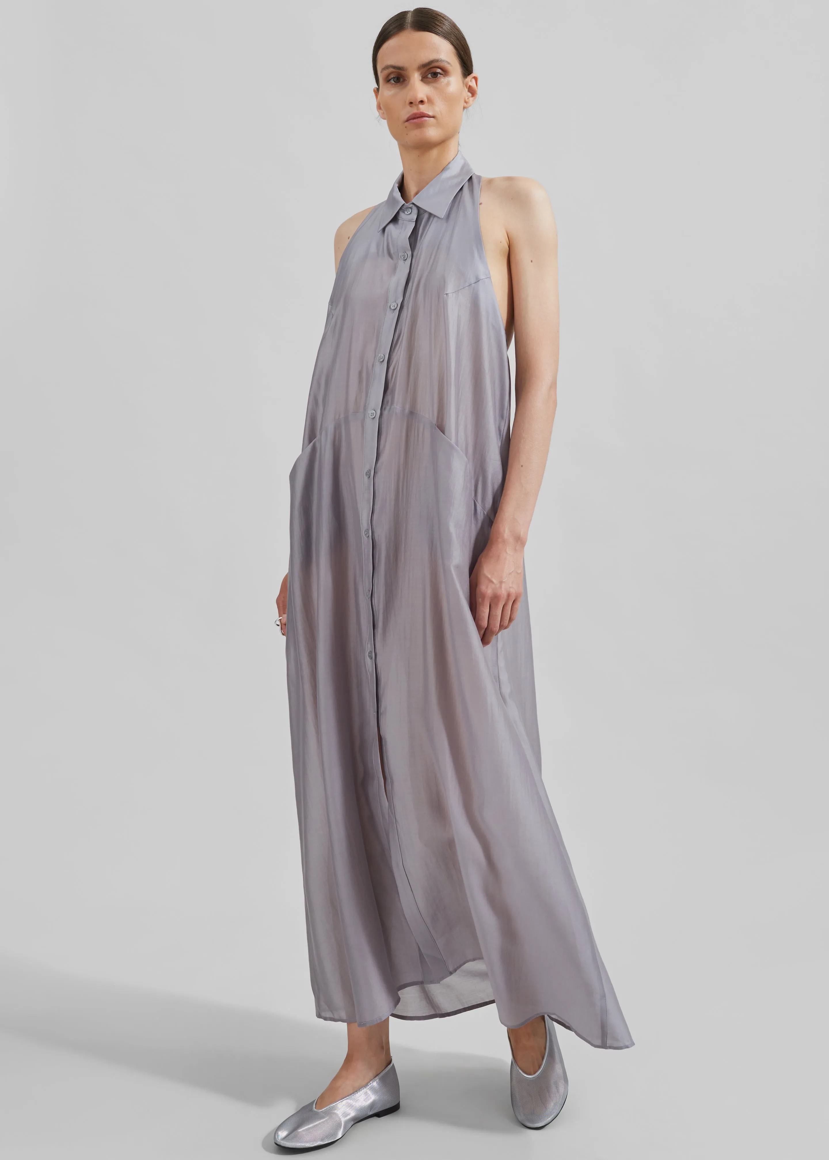 Temi Sheer Halter Dress - Grey sold by Frankie Shop product image thumbnail 3