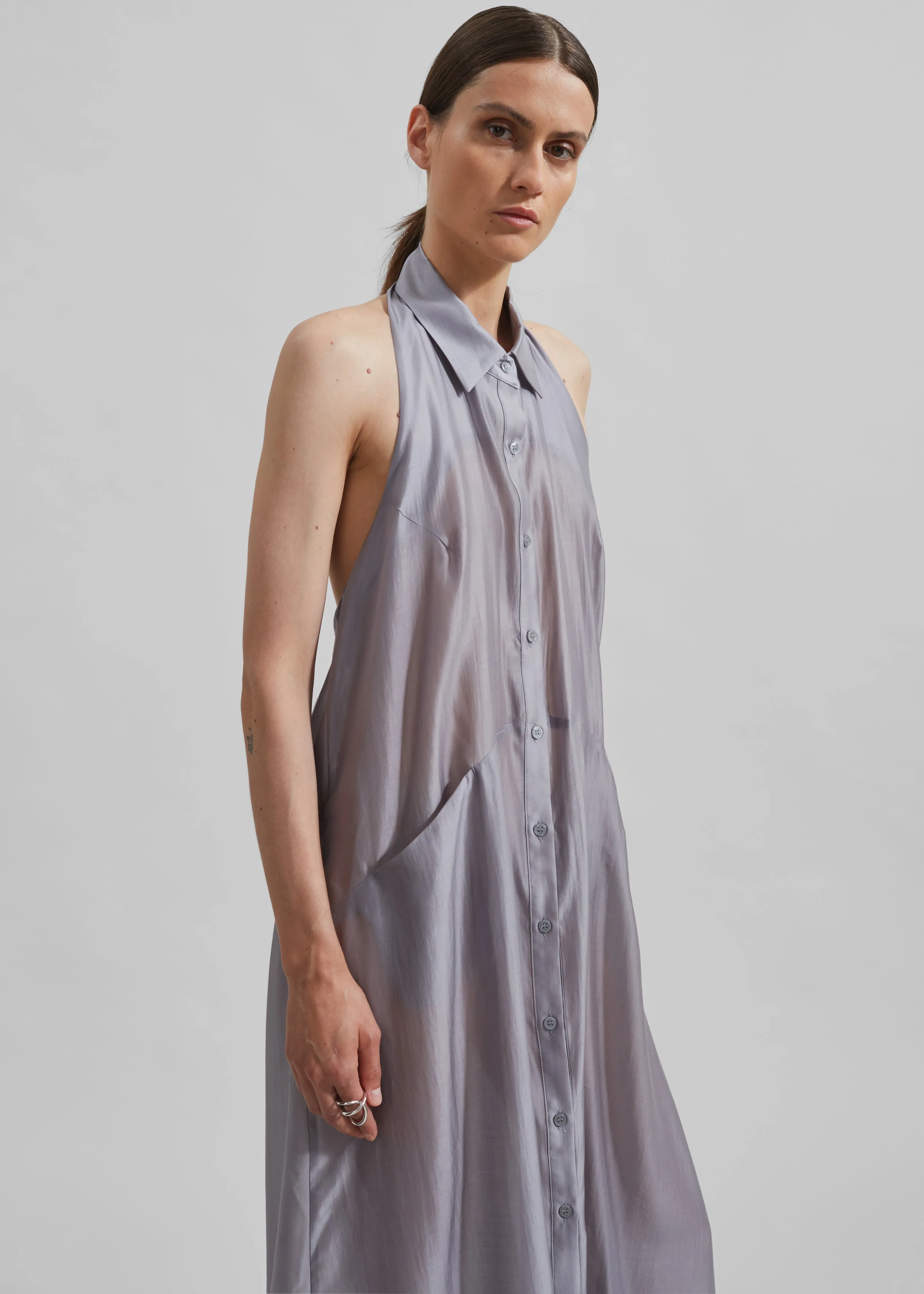 Temi Sheer Halter Dress - Grey sold by Frankie Shop product image thumbnail 2