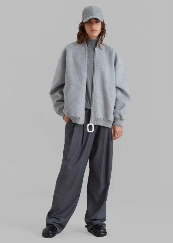 JW Anderson Oversized Wool Bomber Jacket - Grey Melange sold by Frankie Shop