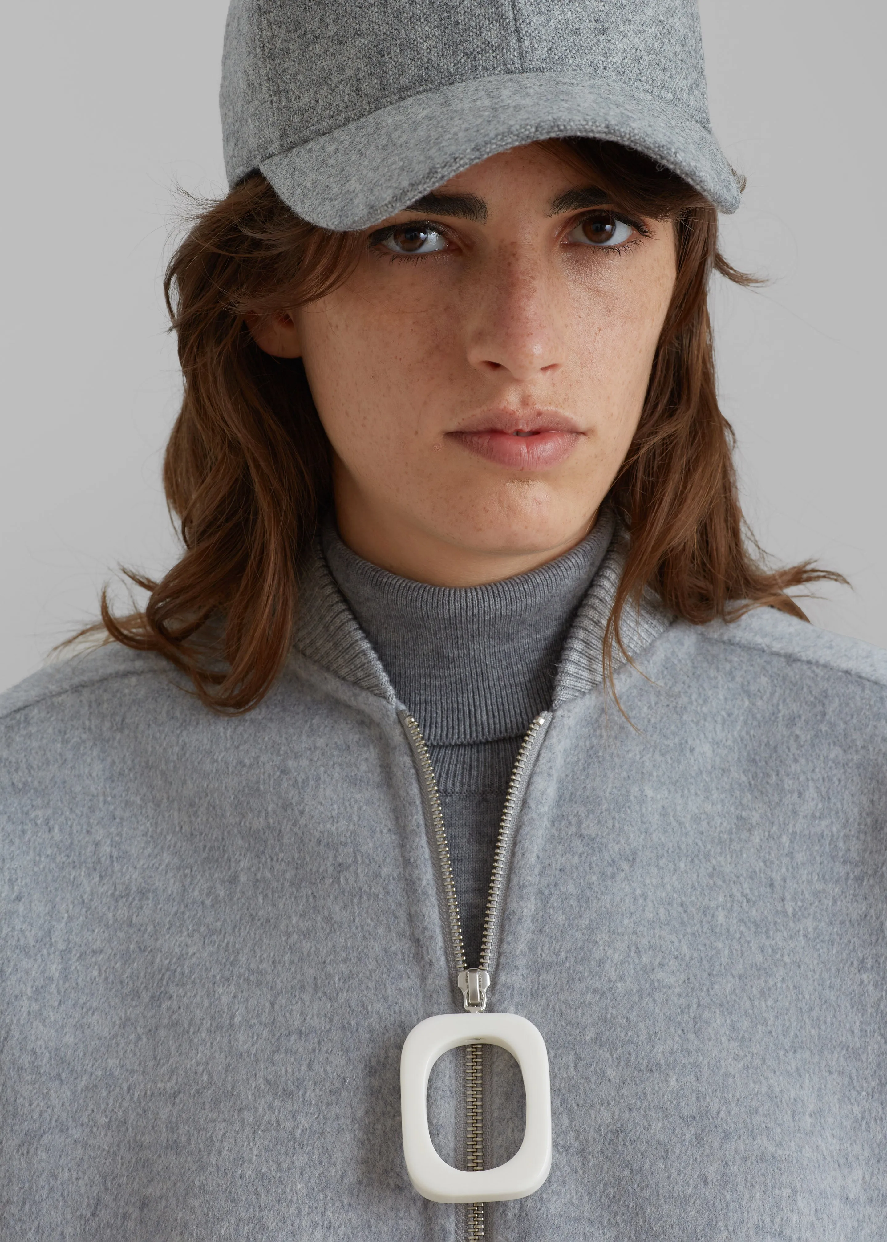 JW Anderson Oversized Wool Bomber Jacket - Grey Melange sold by Frankie Shop product image thumbnail 3