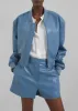 Cassie Faux Leather Bomber - Blue sold by Frankie Shop