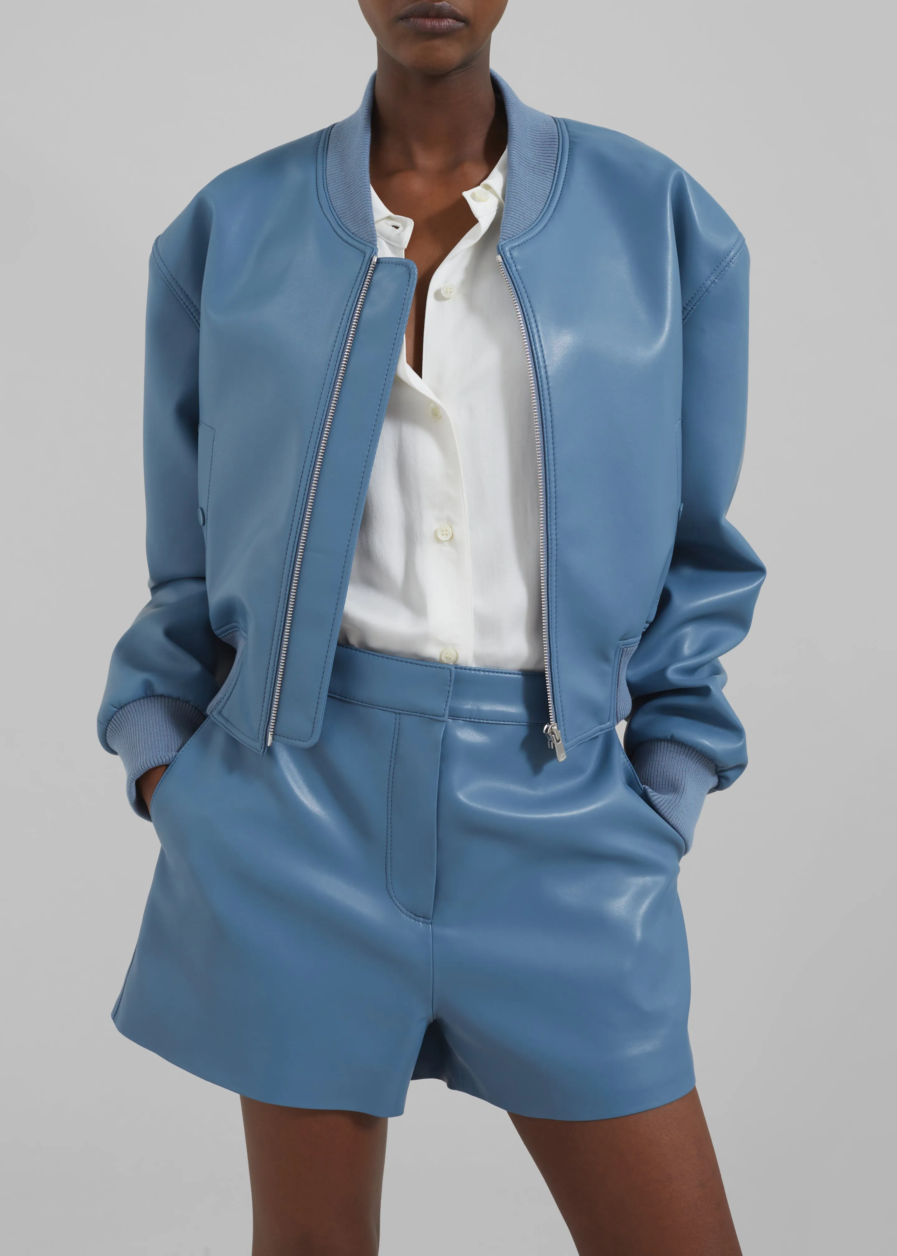 Cassie Faux Leather Bomber - Blue sold by Frankie Shop product image thumbnail 2