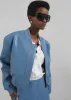 Cassie Faux Leather Bomber - Blue sold by Frankie Shop