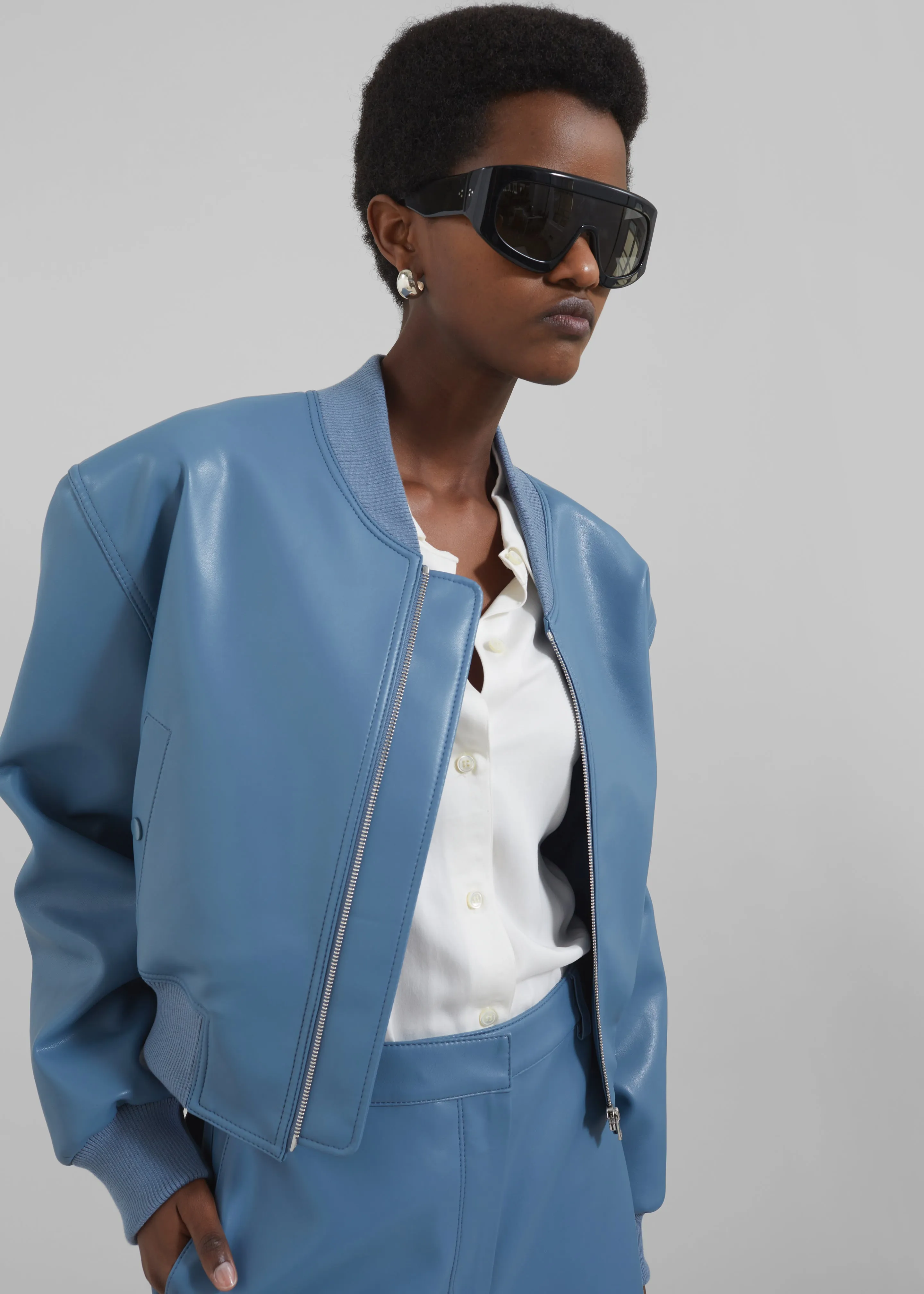 Cassie Faux Leather Bomber - Blue sold by Frankie Shop product image thumbnail 5