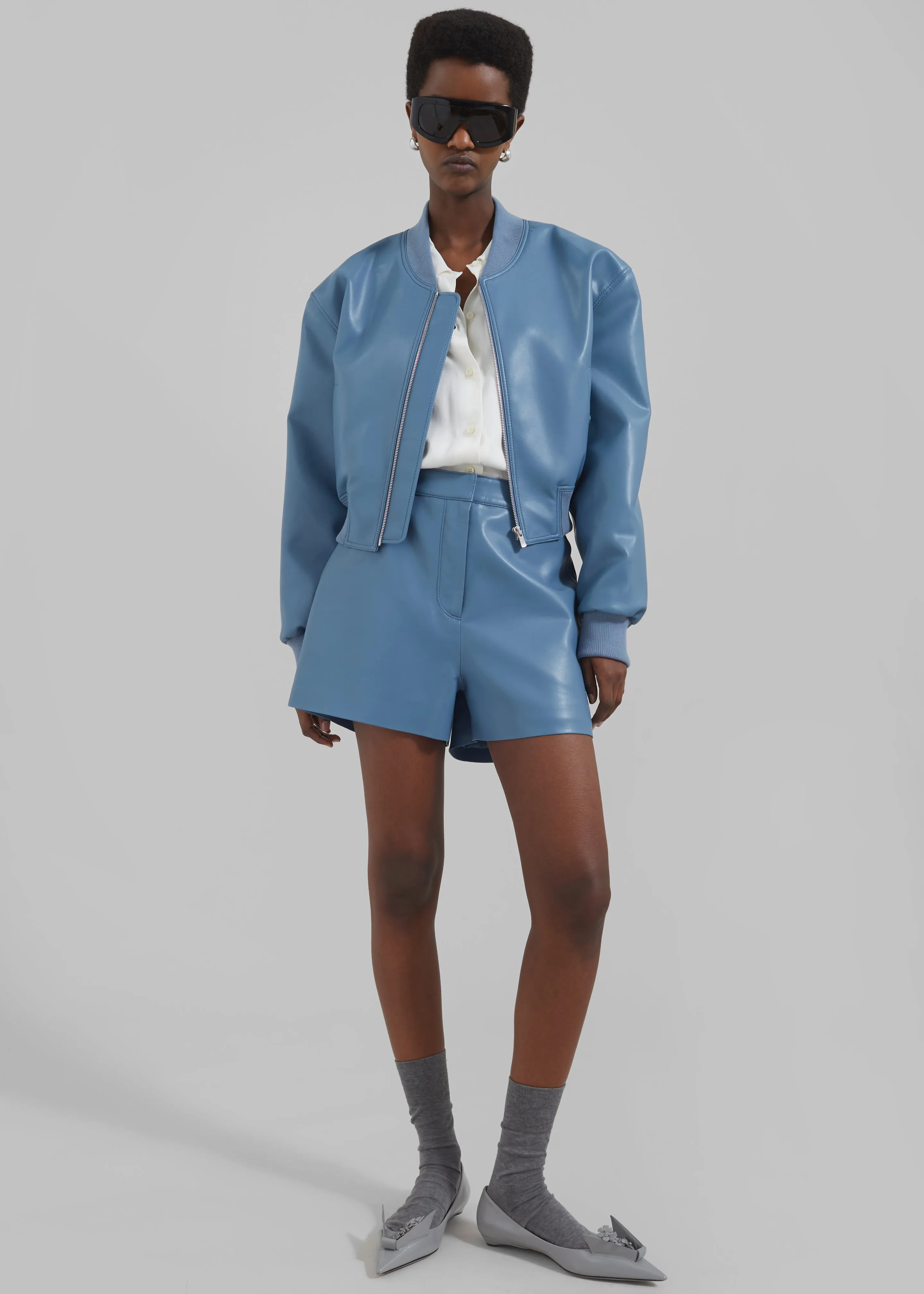 Cassie Faux Leather Bomber - Blue sold by Frankie Shop product image thumbnail 3