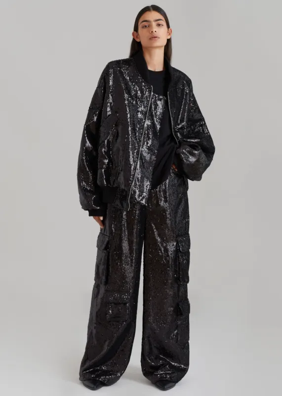 Bonnie Bomber - Black Sequins made by Frankie Shop