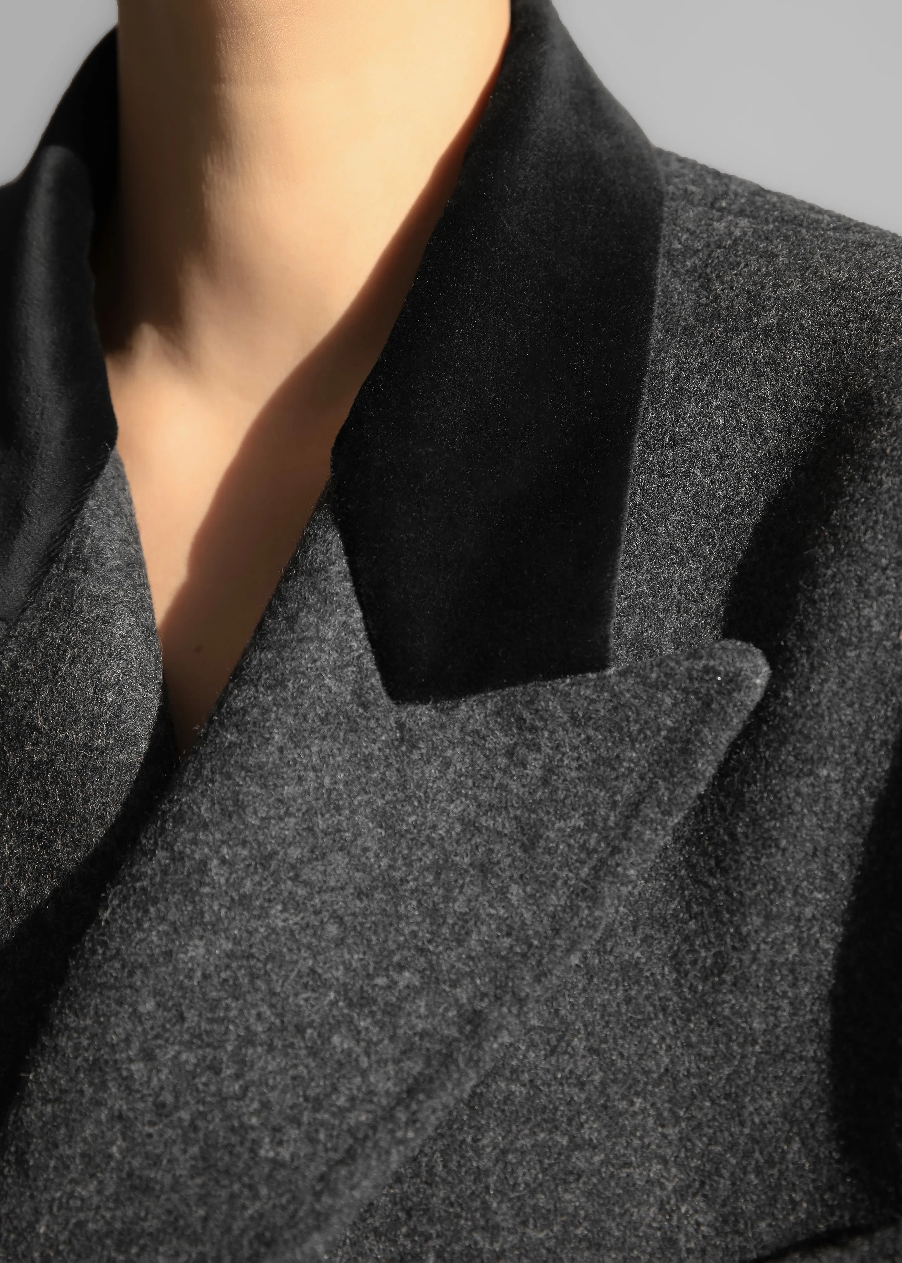 Dolly Contrast Collar Coat - Dark Grey Melange sold by Frankie Shop product image thumbnail 4