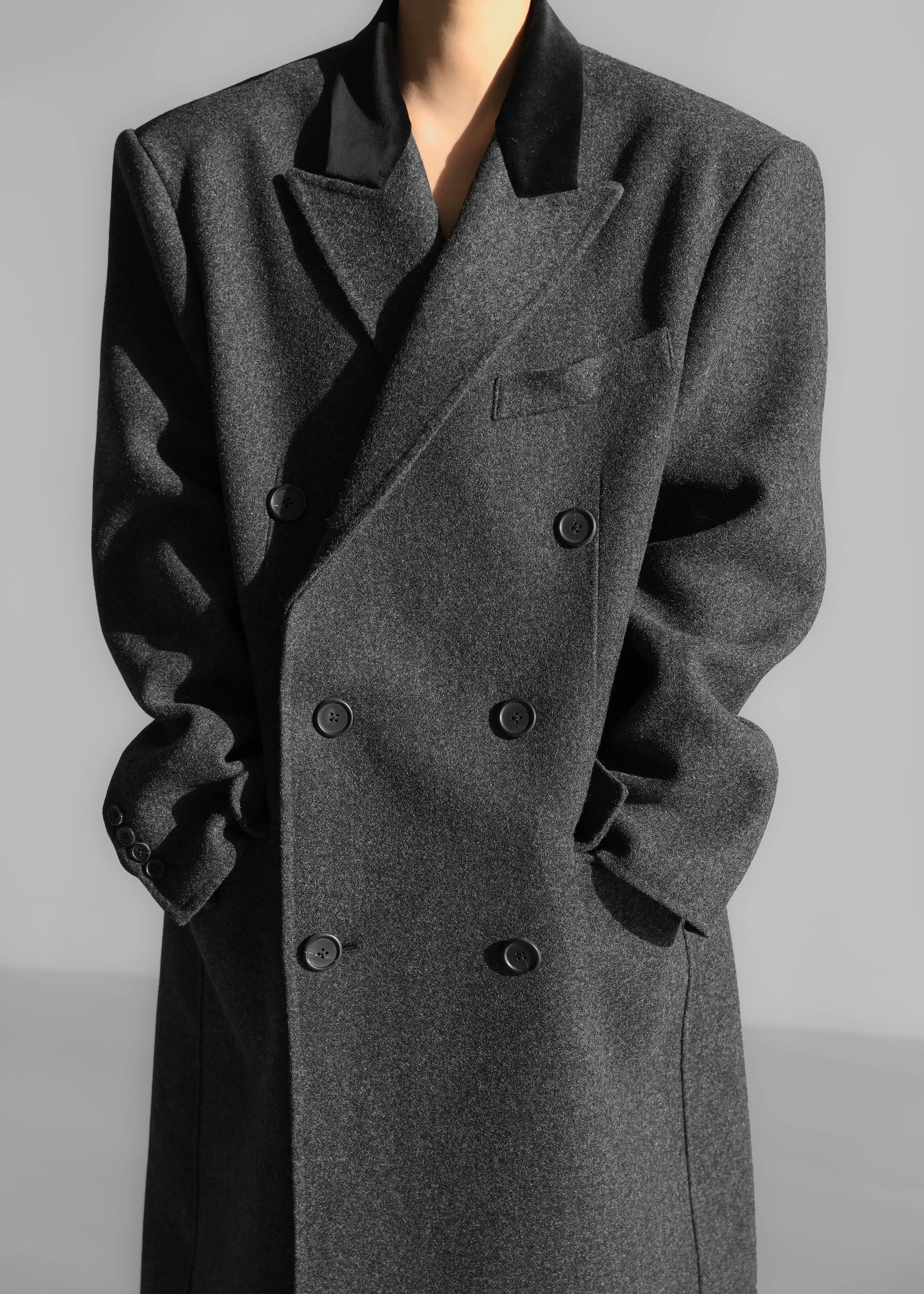 Dolly Contrast Collar Coat - Dark Grey Melange sold by Frankie Shop product image thumbnail 2