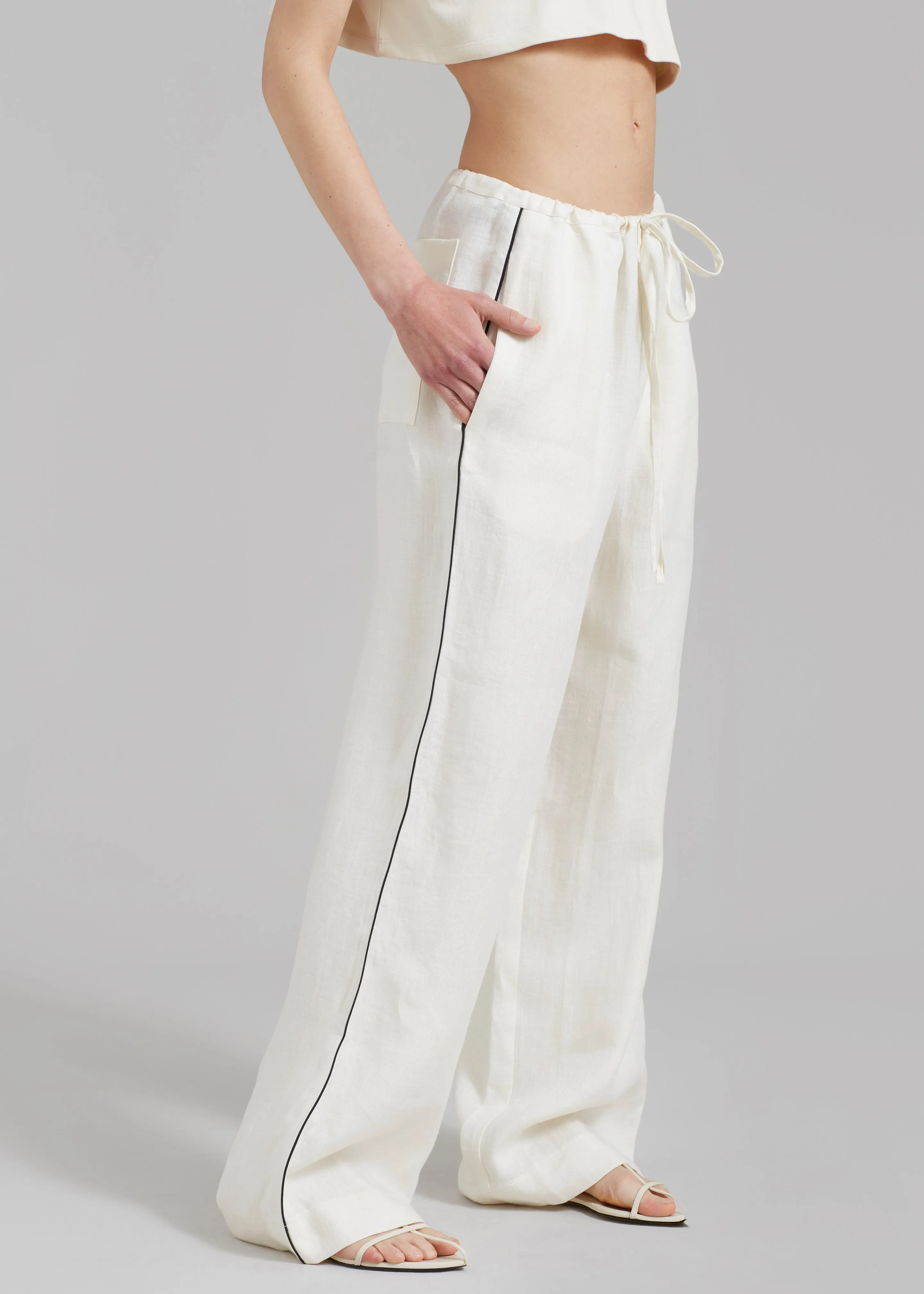 MATIN Piping Drawstring Pant - Natural sold by Frankie Shop