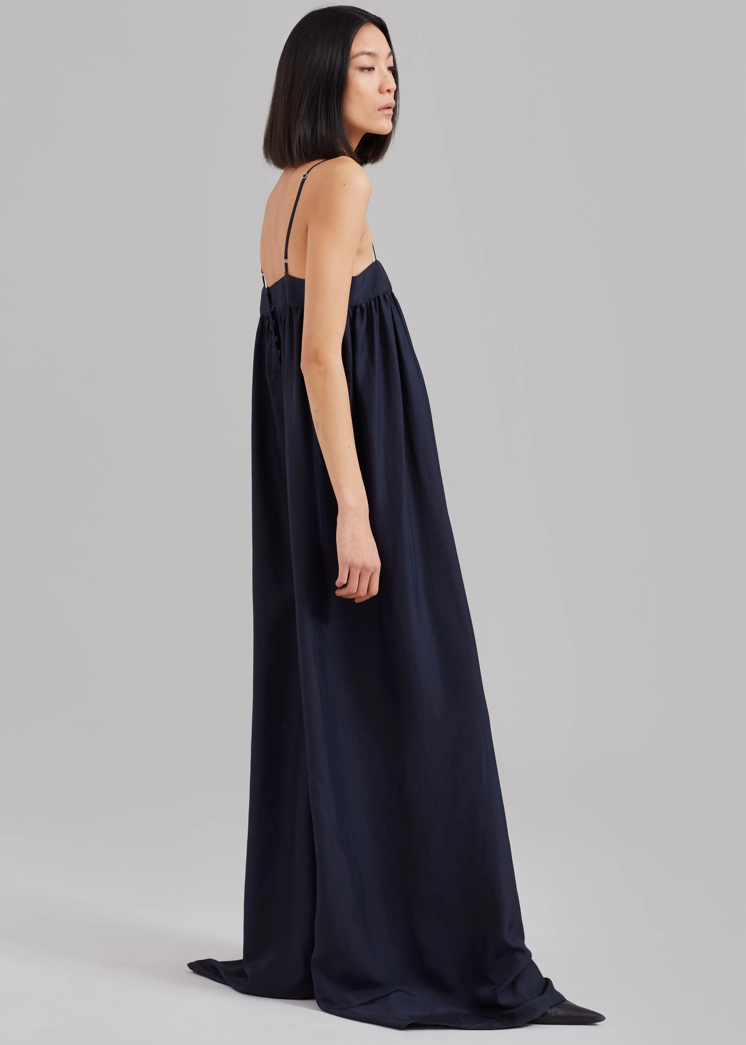 Maude Gathered Silk Jumpsuit - Navy sold by Frankie Shop product image thumbnail 2