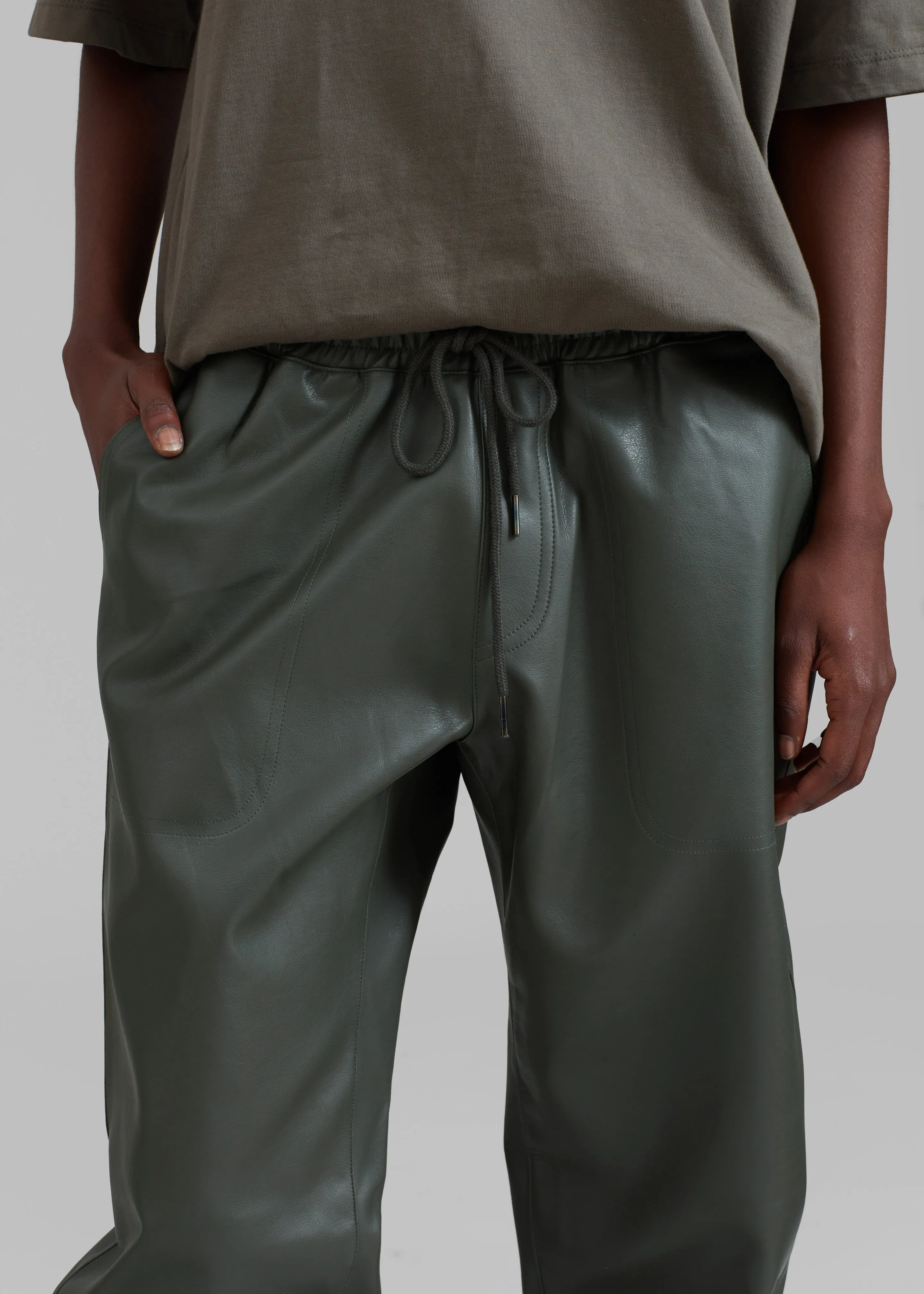 Brighton Faux Leather Joggers - Olive sold by Frankie Shop product image thumbnail 3