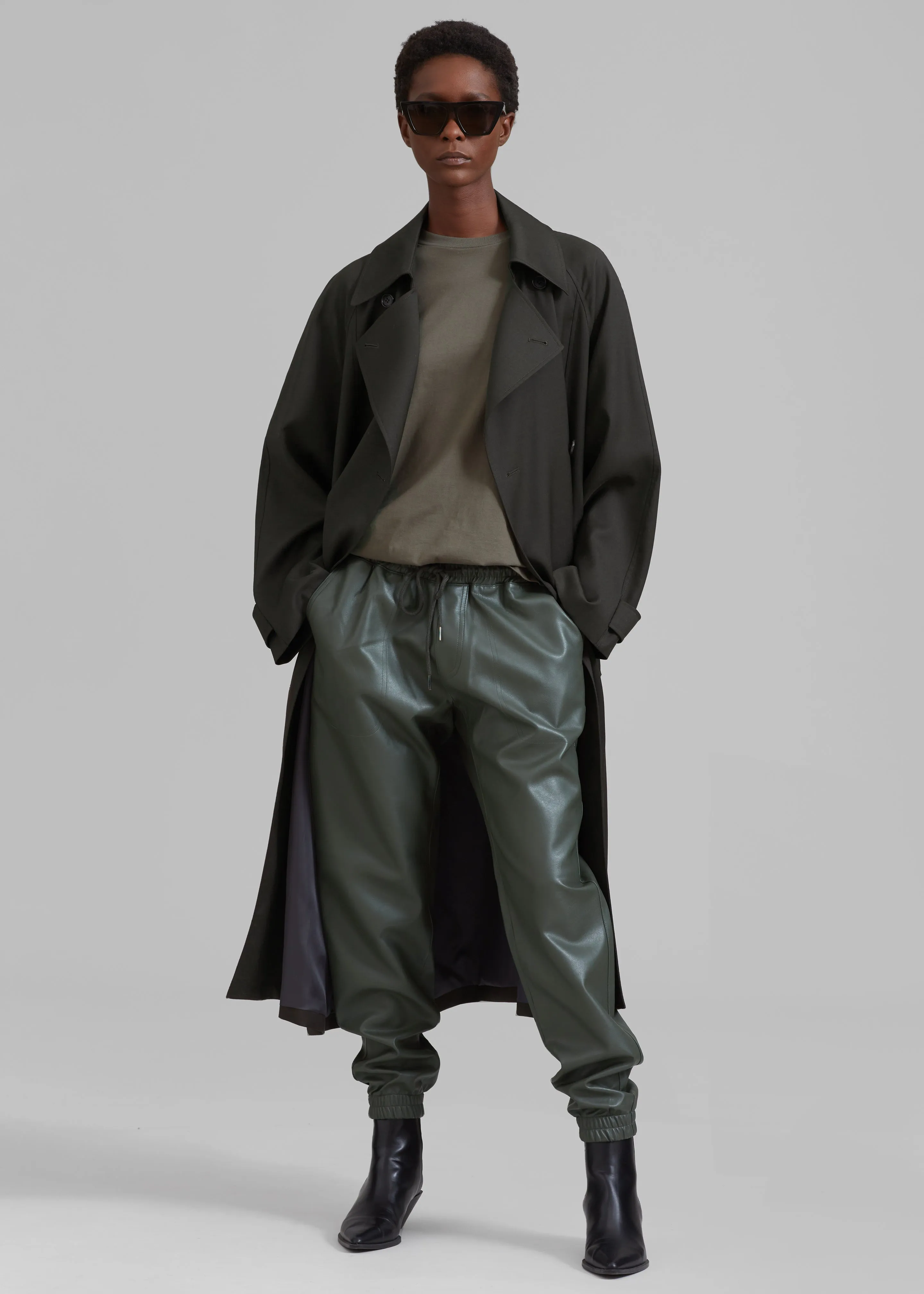 Brighton Faux Leather Joggers - Olive sold by Frankie Shop
