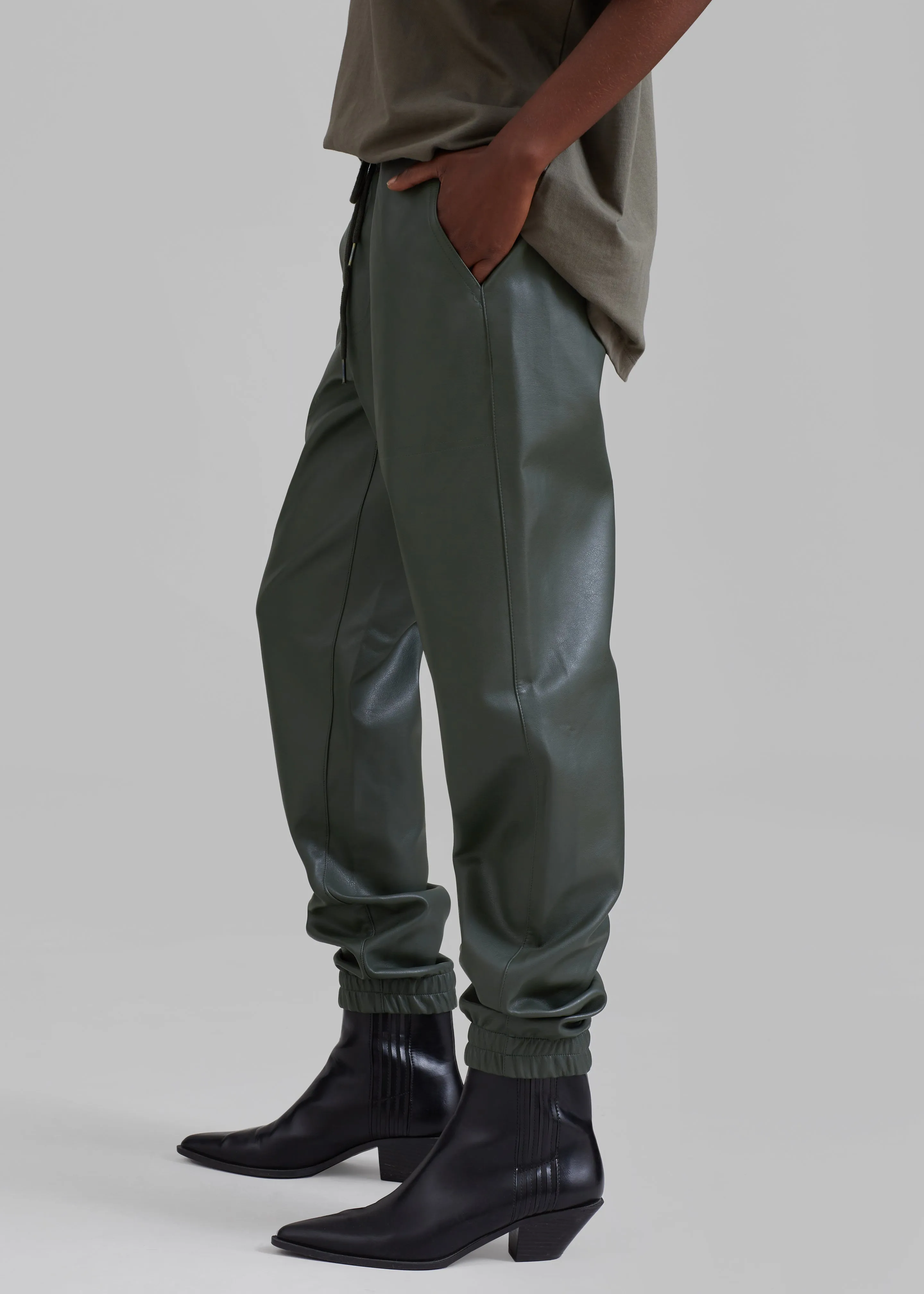 Brighton Faux Leather Joggers - Olive sold by Frankie Shop product image thumbnail 2