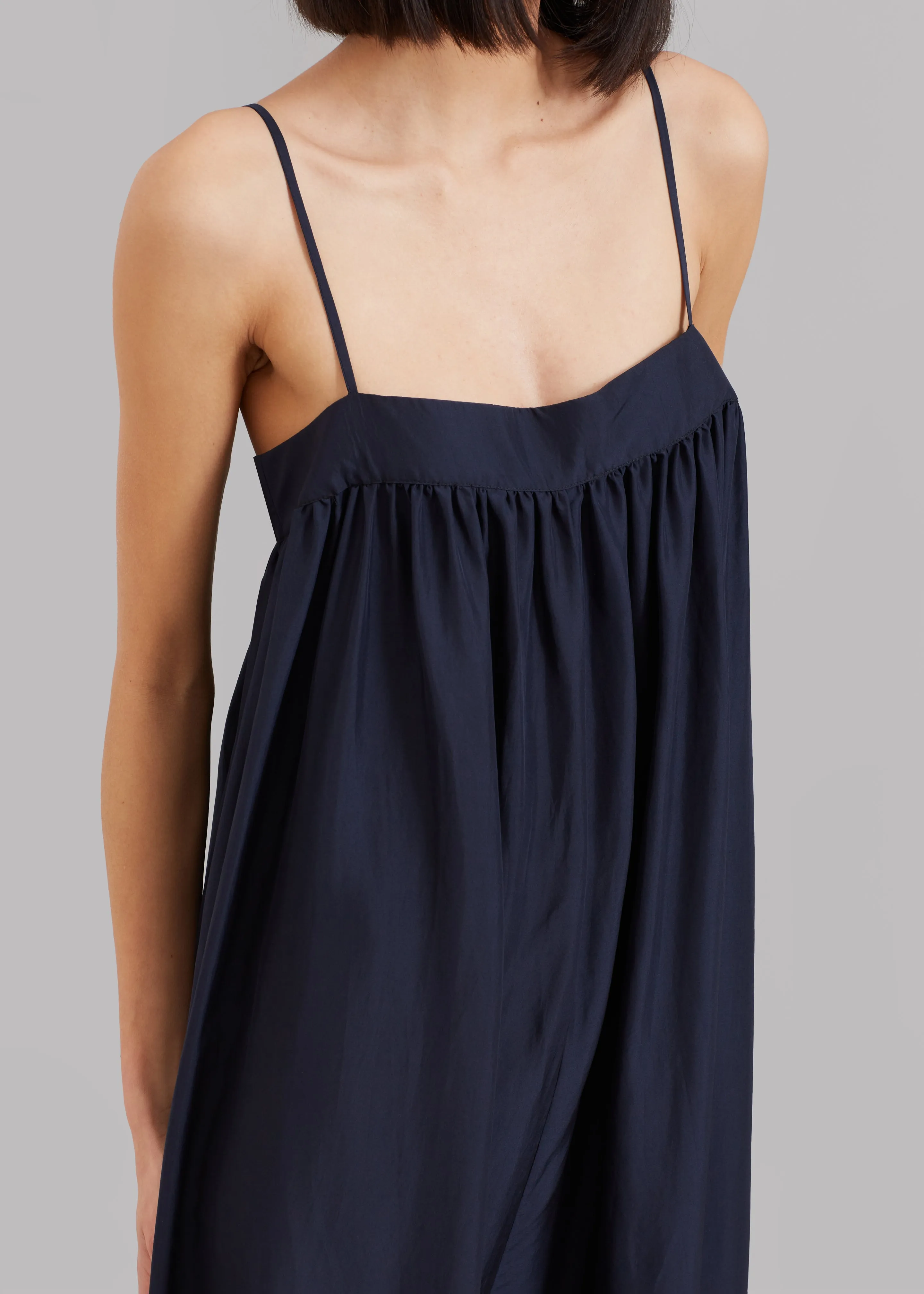 Maude Gathered Silk Jumpsuit - Navy sold by Frankie Shop product image thumbnail 3