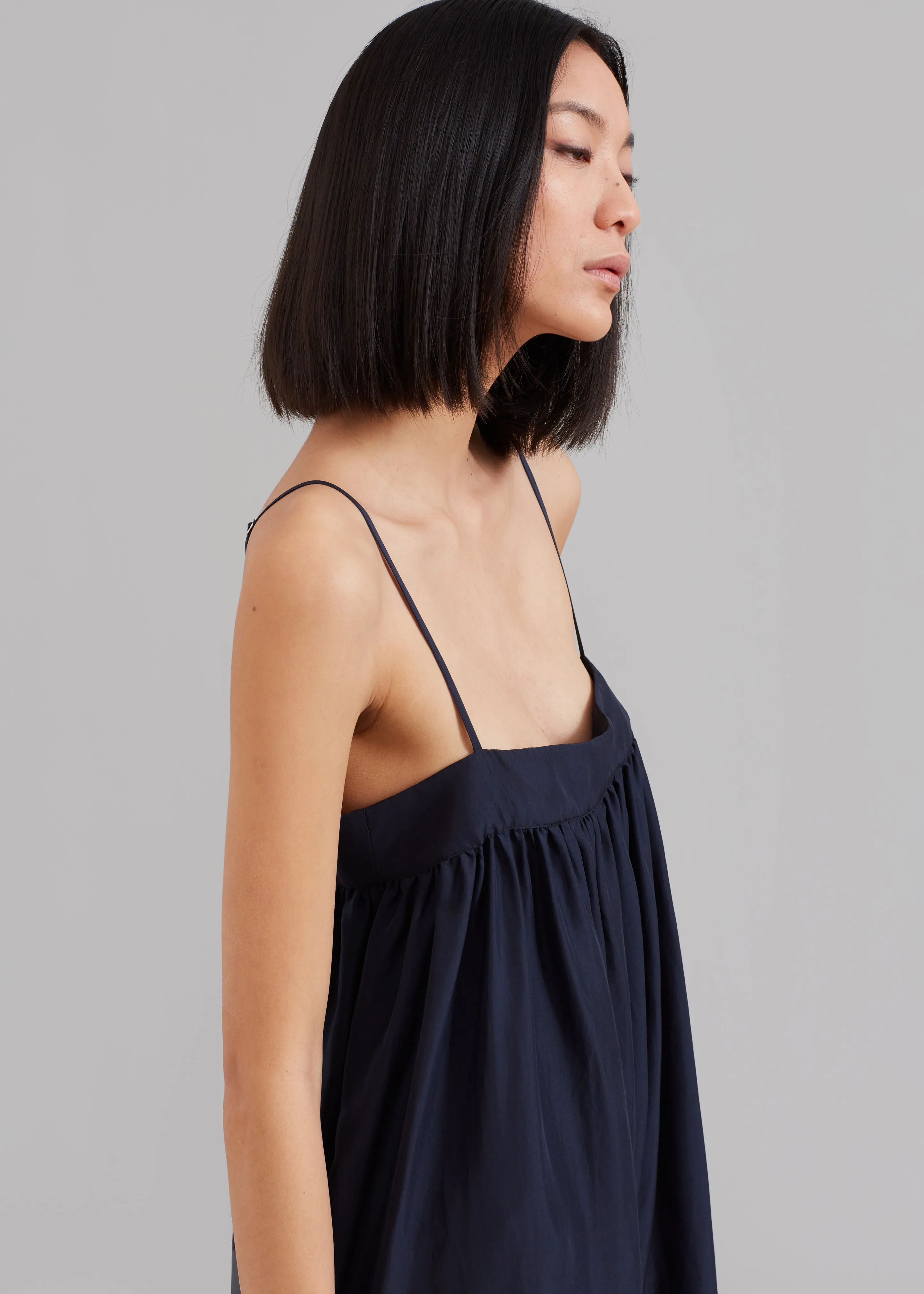 Maude Gathered Silk Jumpsuit - Navy sold by Frankie Shop product image thumbnail 5